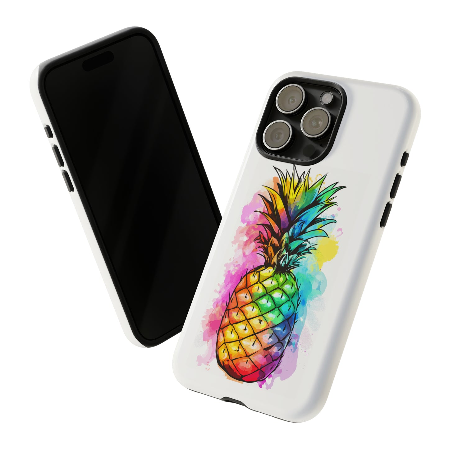 Color Splash Pineapple Hawaiian Phone Case, Tropical, Hibiscus, Wireless Compatible, Protective Cell Phone Case for iPhone, Samsung, Pixel