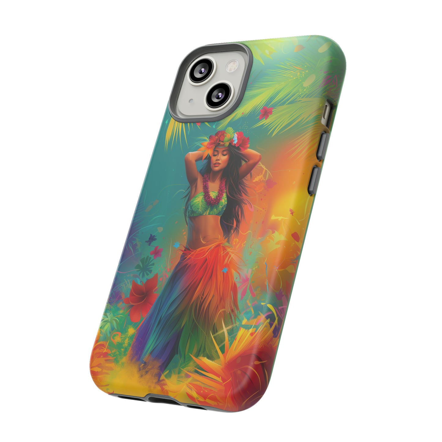 Hula Girl Hawaiian Phone Case, Tropical, Hibiscus, Wireless Compatible, Protective Cell Phone Case for iPhone, Samsung, Pixel phones