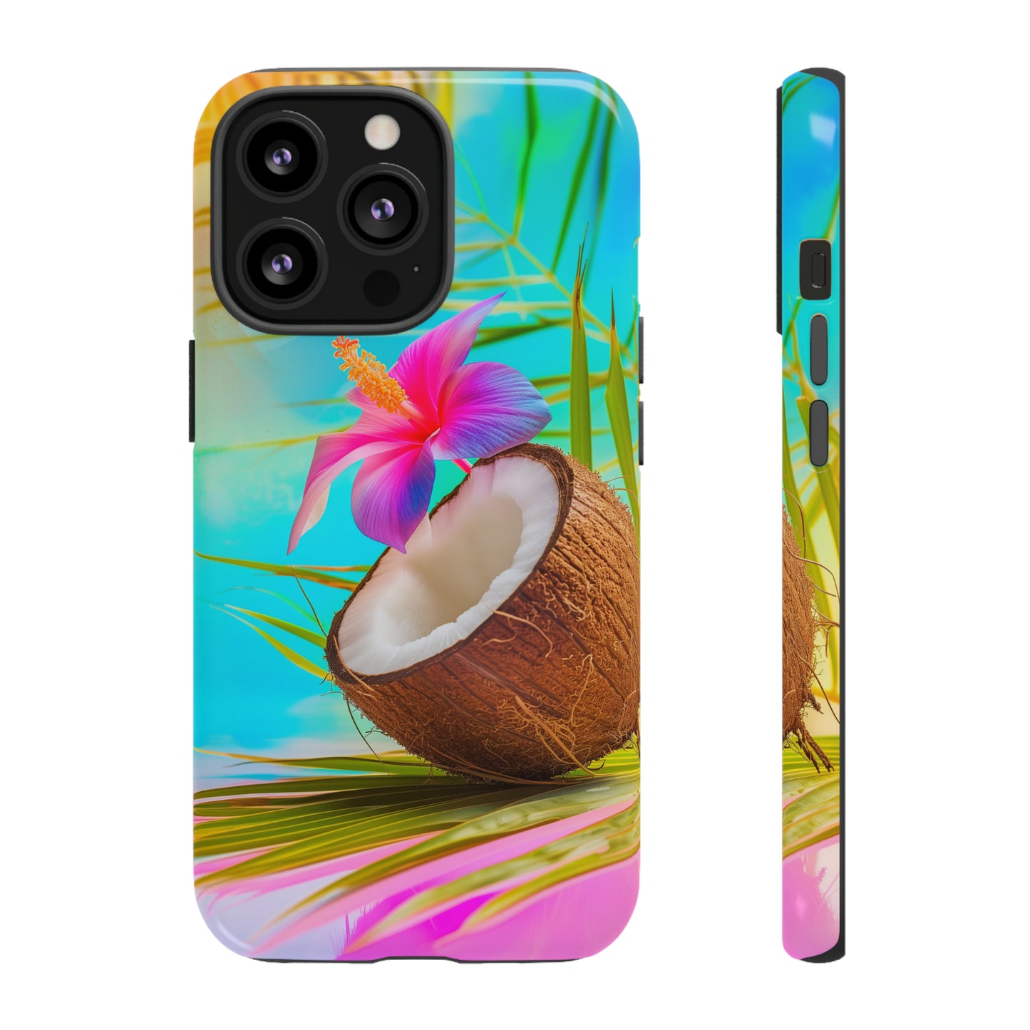 Coconut Colorful Hawaiian Tropical Phone Case, 808, Island Tropics, Wireless Compatible, Protective Cell Phone Case iPhone, Samsung, Pixel