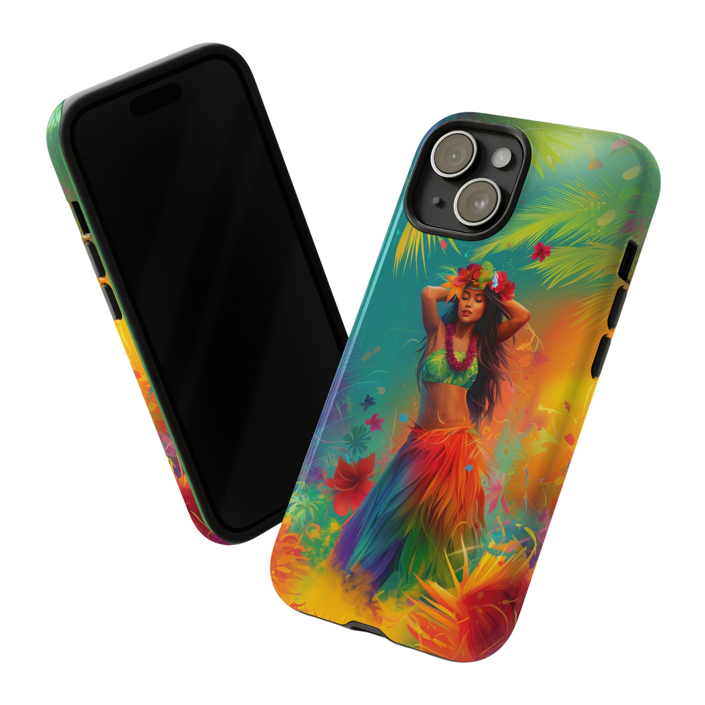 Hula Girl Hawaiian Phone Case, Tropical, Hibiscus, Wireless Compatible, Protective Cell Phone Case for iPhone, Samsung, Pixel phones