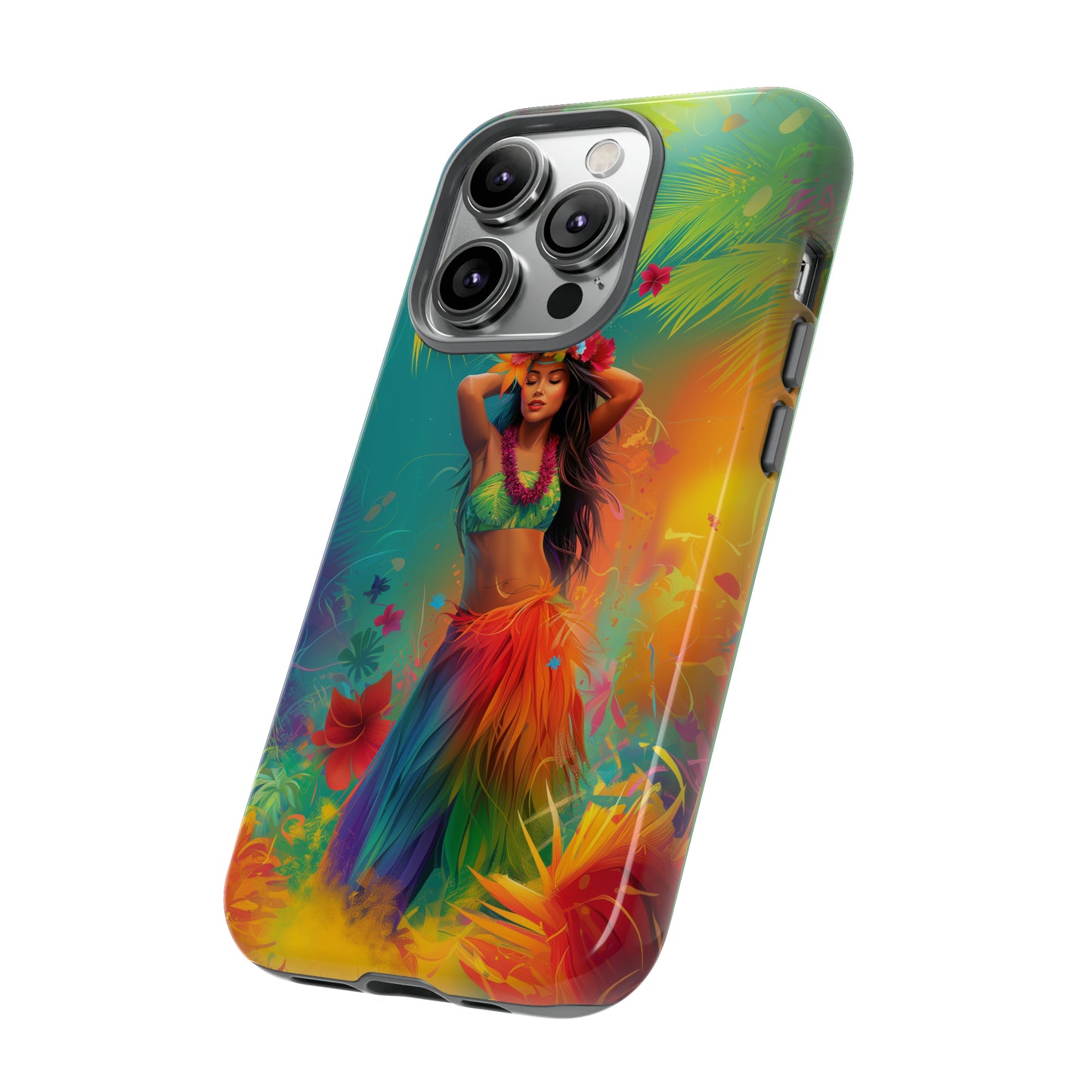 Hula Girl Hawaiian Phone Case, Tropical, Hibiscus, Wireless Compatible, Protective Cell Phone Case for iPhone, Samsung, Pixel phones