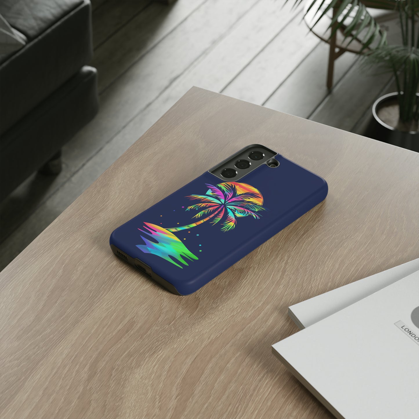 Night Palm Tree Hawaiian Phone Case, Tropical, Hibiscus, Wireless Compatible, Protective Cell Phone Case for iPhone, Samsung, Pixel phones