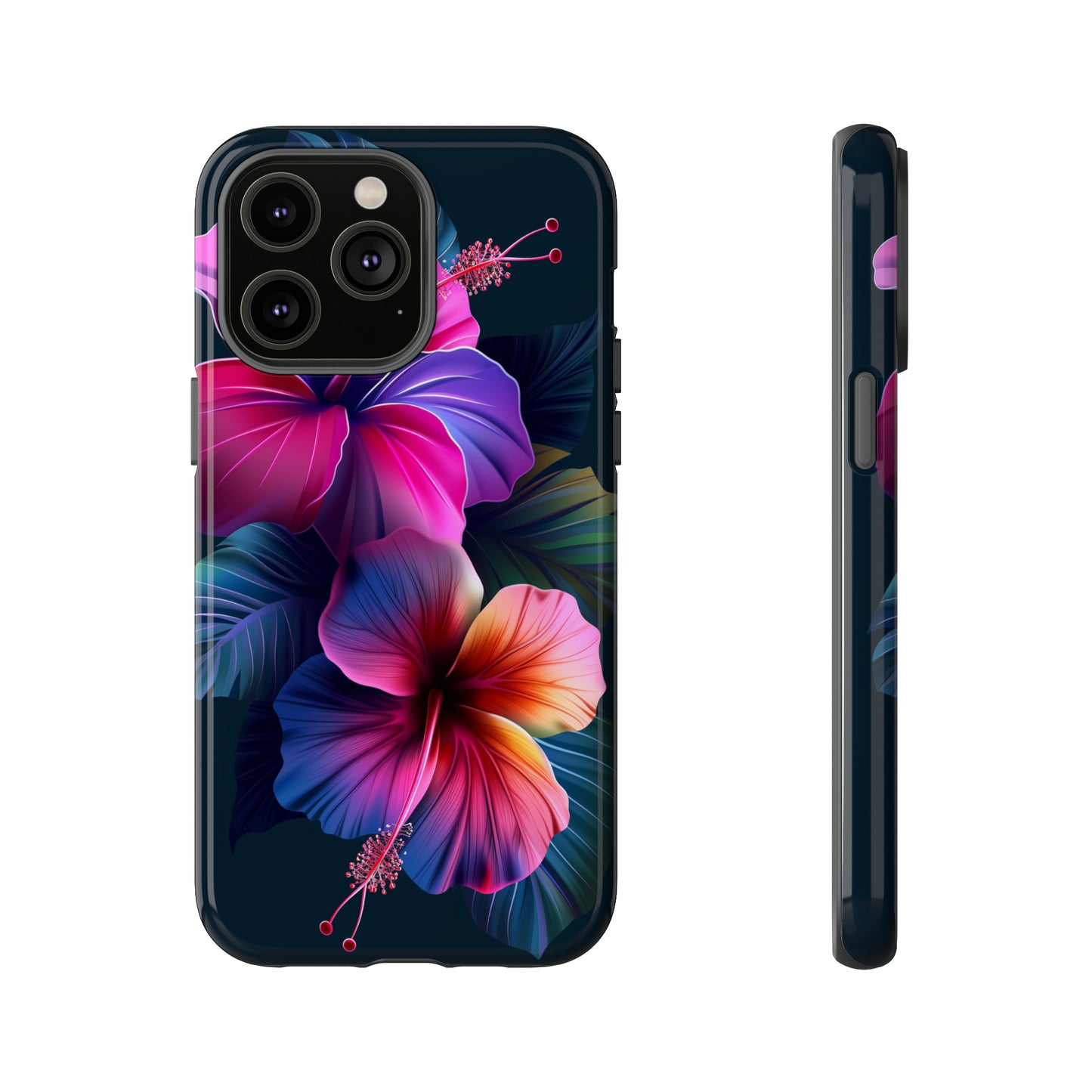 Hibiscus Neon Dark Hawaiian Tropical Phone Case, 808, Island Tropics, Wireless Compatible, Protective Cell Phone Case iPhone, Samsung, Pixel