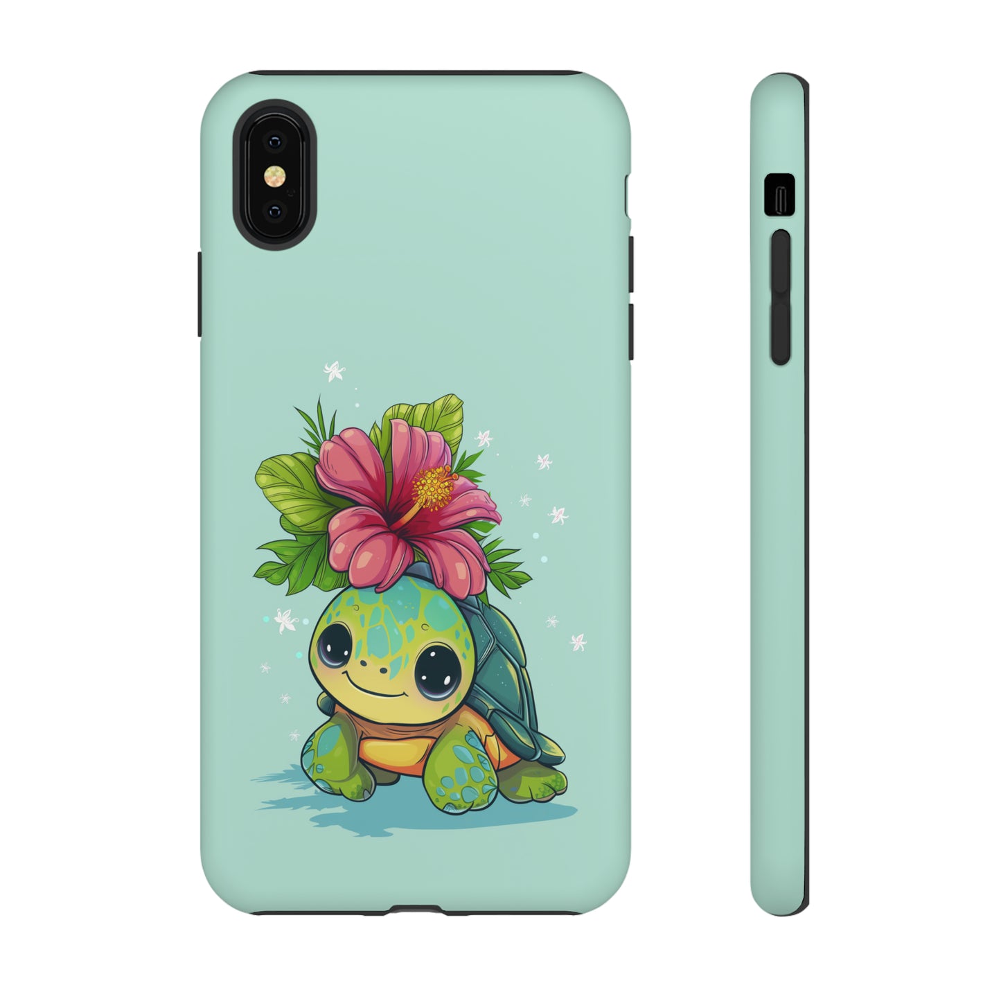 Cute Turtle Hawaiian Phone Case, Tropical, Hibiscus, Wireless Compatible, Protective Cell Phone Case for iPhone, Samsung, Pixel phones