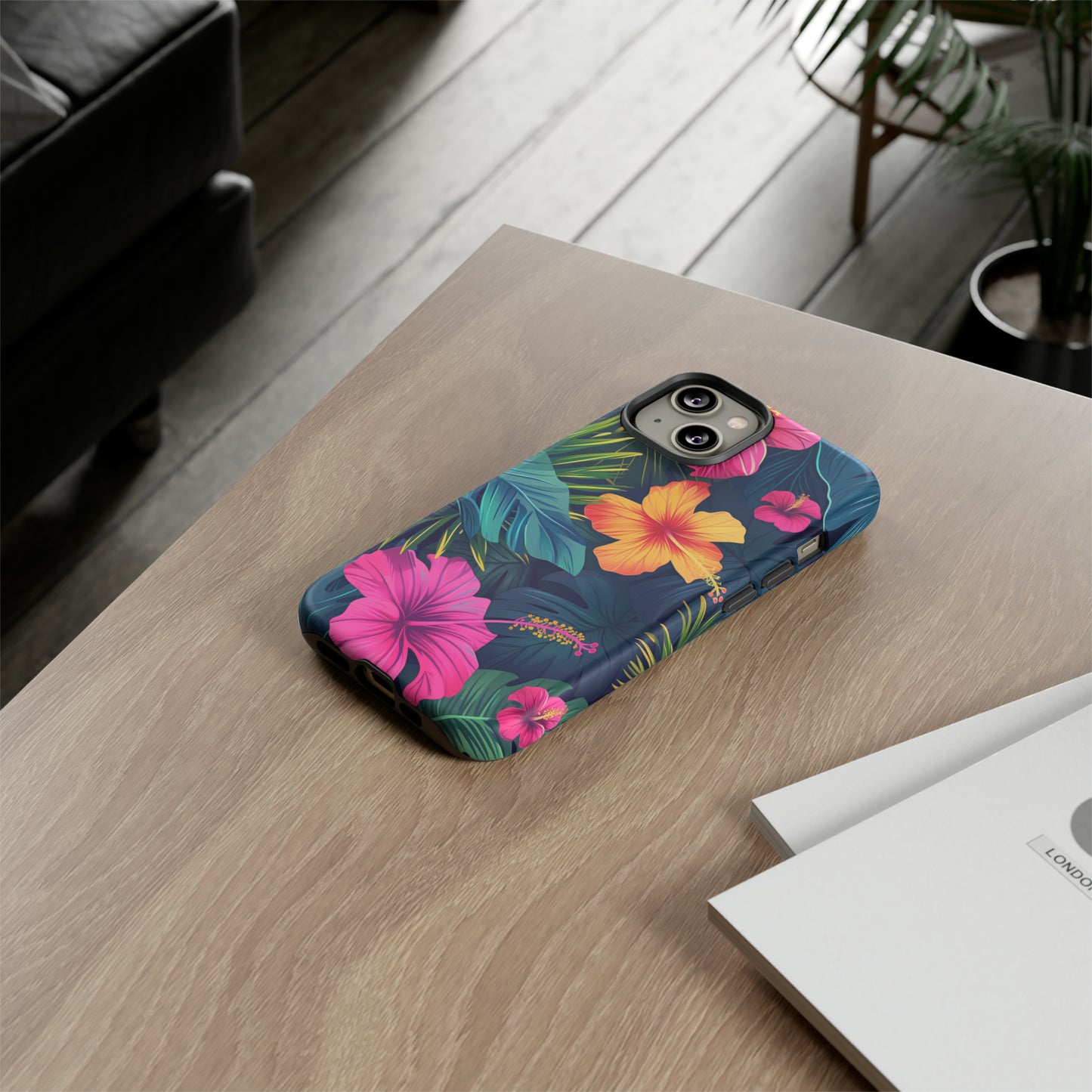 Hibiscus Dark Hawaiian Tropical Phone Case, 808, Island Tropics, Wireless Compatible, Protective Cell Phone Case iPhone, Samsung, Pixel