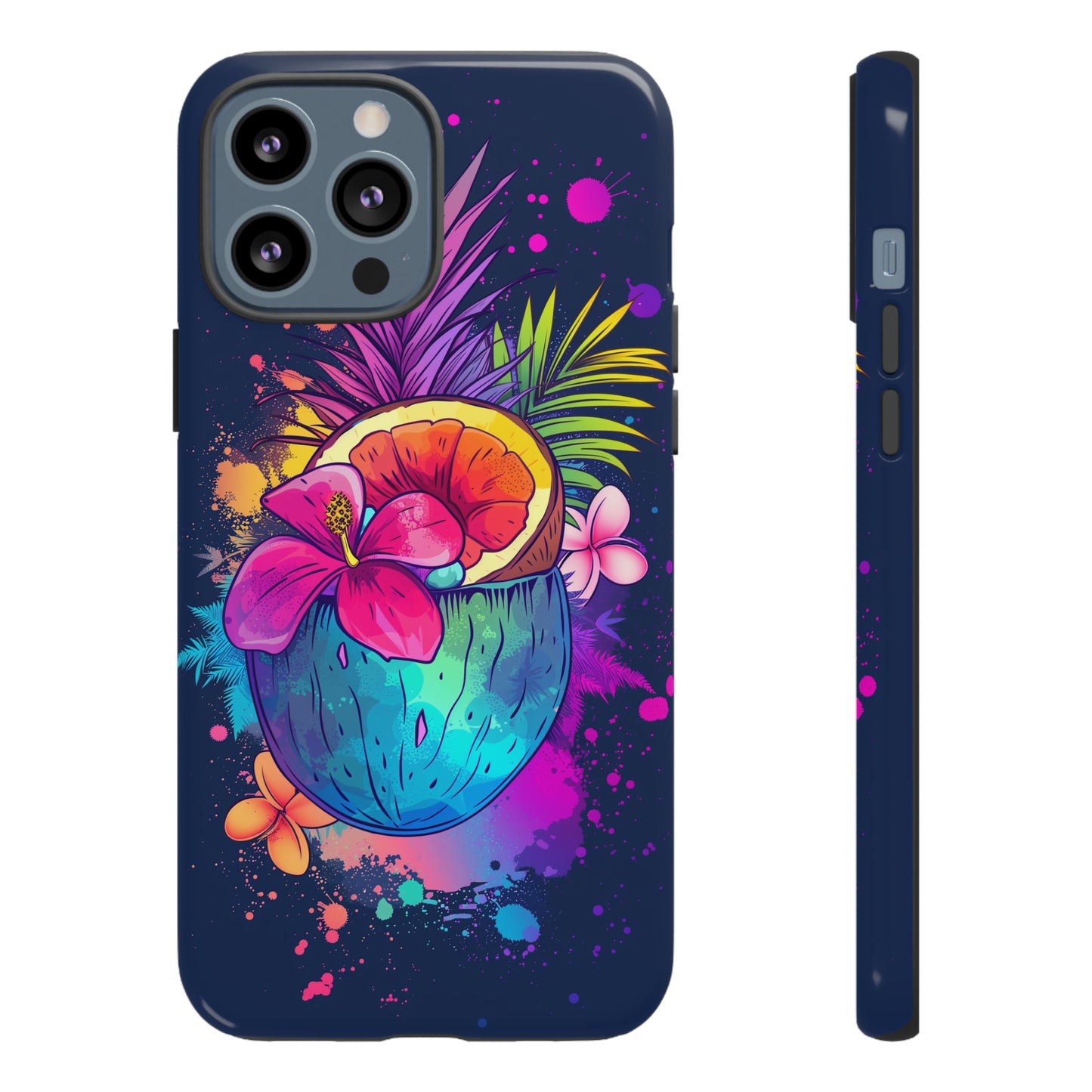 Coconut Dark Colorful Hawaiian Tropical Phone Case, Island Tropics, Wireless Compatible, Protective Cell Phone Case iPhone, Samsung, Pixel