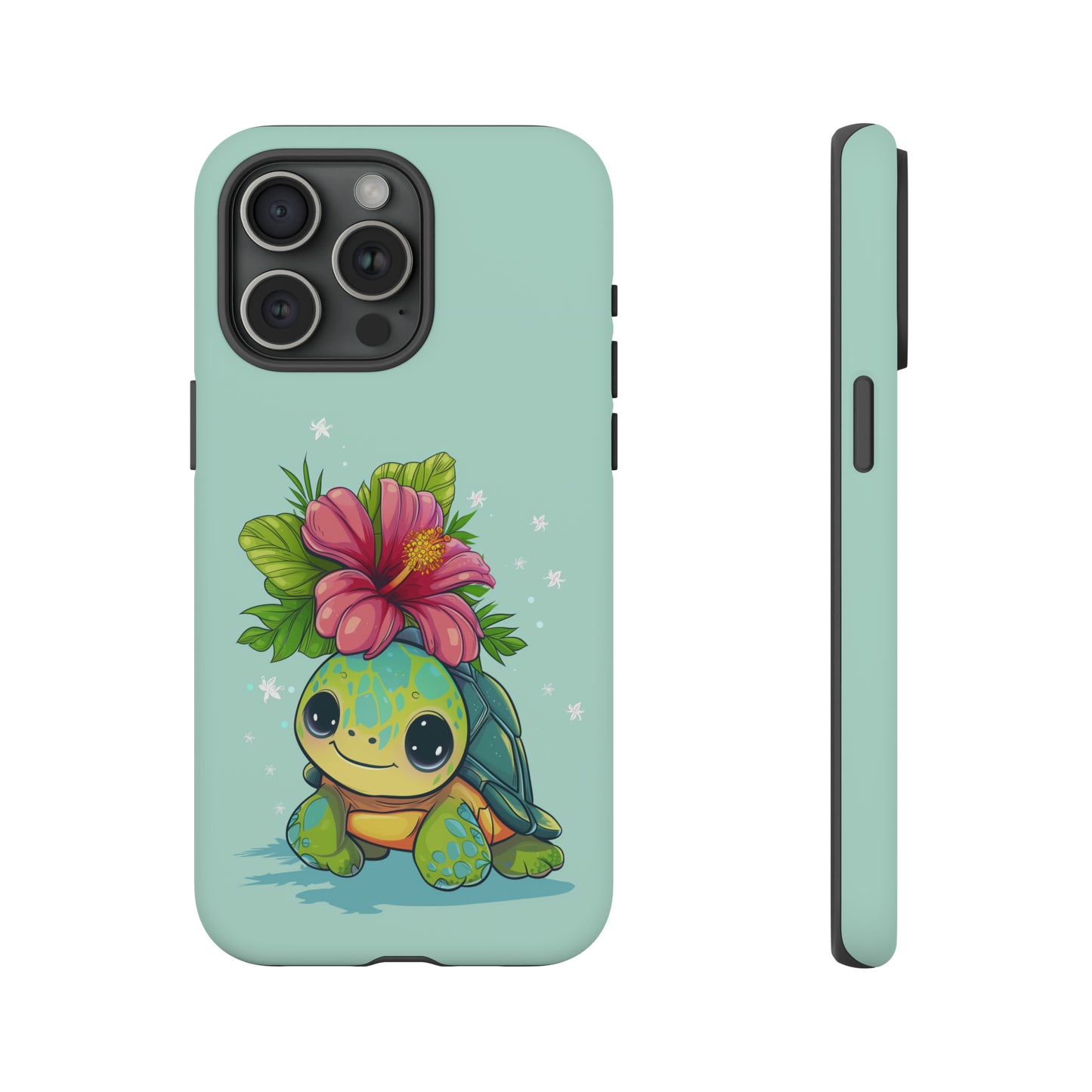 Cute Turtle Hawaiian Phone Case, Tropical, Hibiscus, Wireless Compatible, Protective Cell Phone Case for iPhone, Samsung, Pixel phones