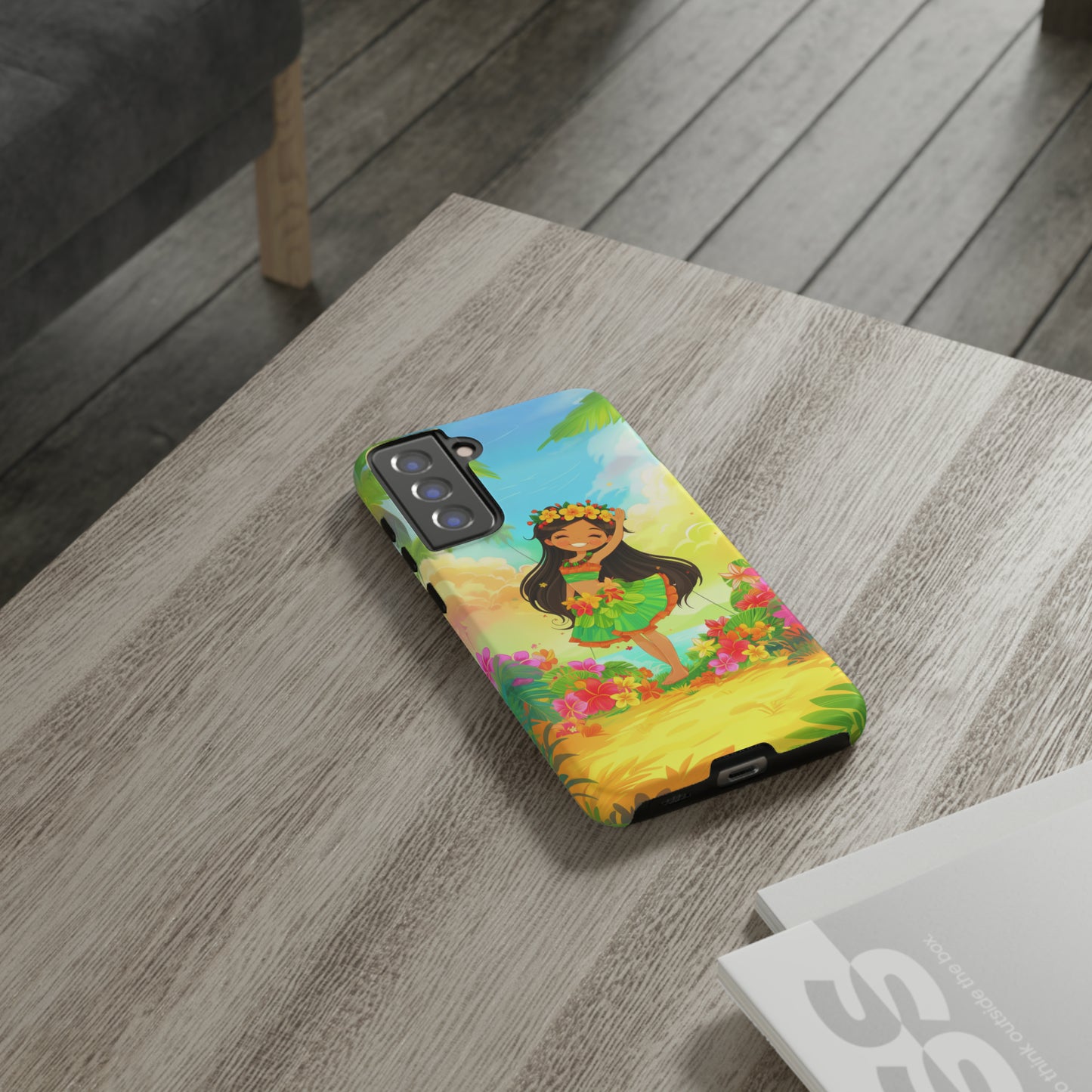 Cute Hula Girl Hawaiian Phone Case, Tropical, Hibiscus, Wireless Compatible, Protective Cell Phone Case for iPhone, Samsung, Pixel phones