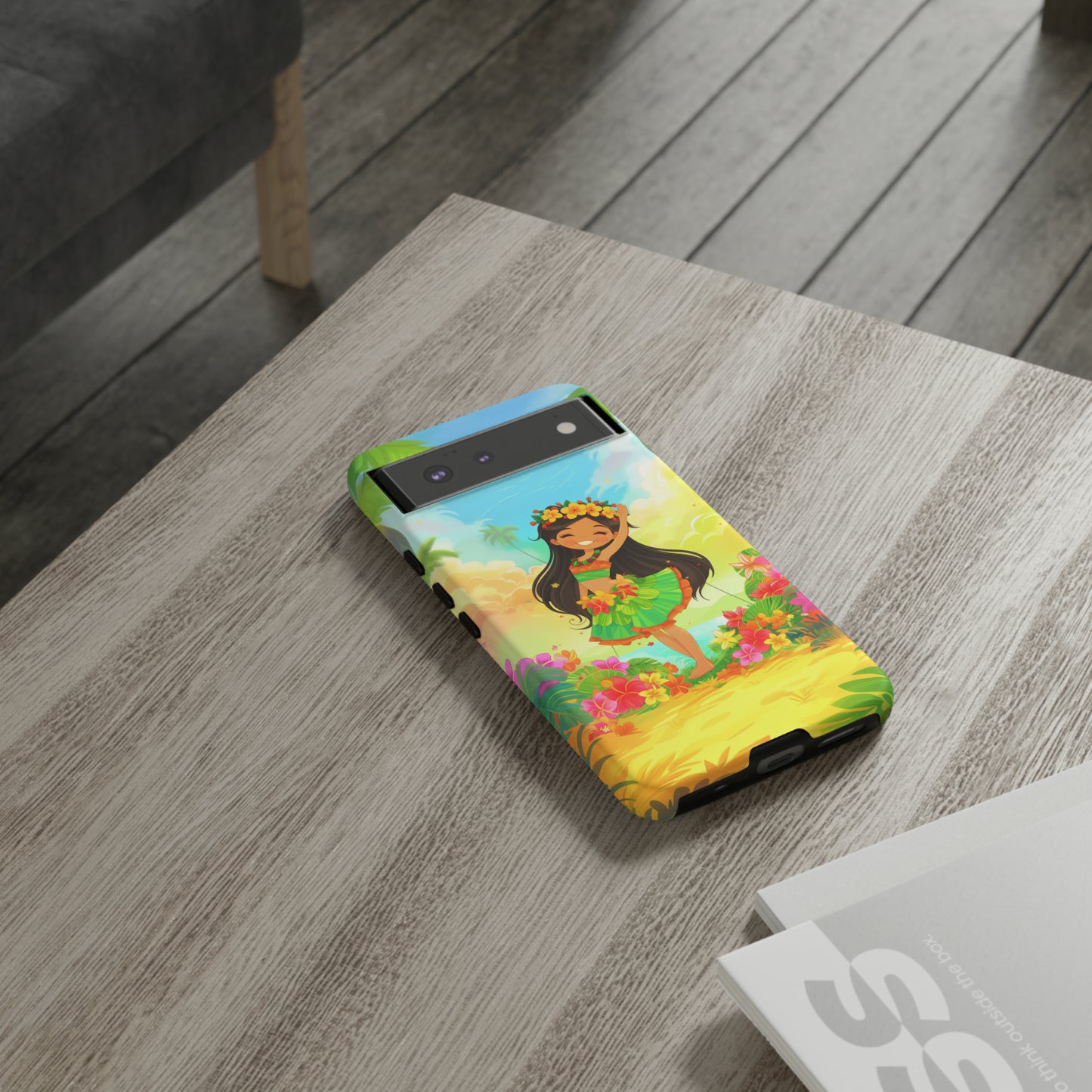 Cute Hula Girl Hawaiian Phone Case, Tropical, Hibiscus, Wireless Compatible, Protective Cell Phone Case for iPhone, Samsung, Pixel phones