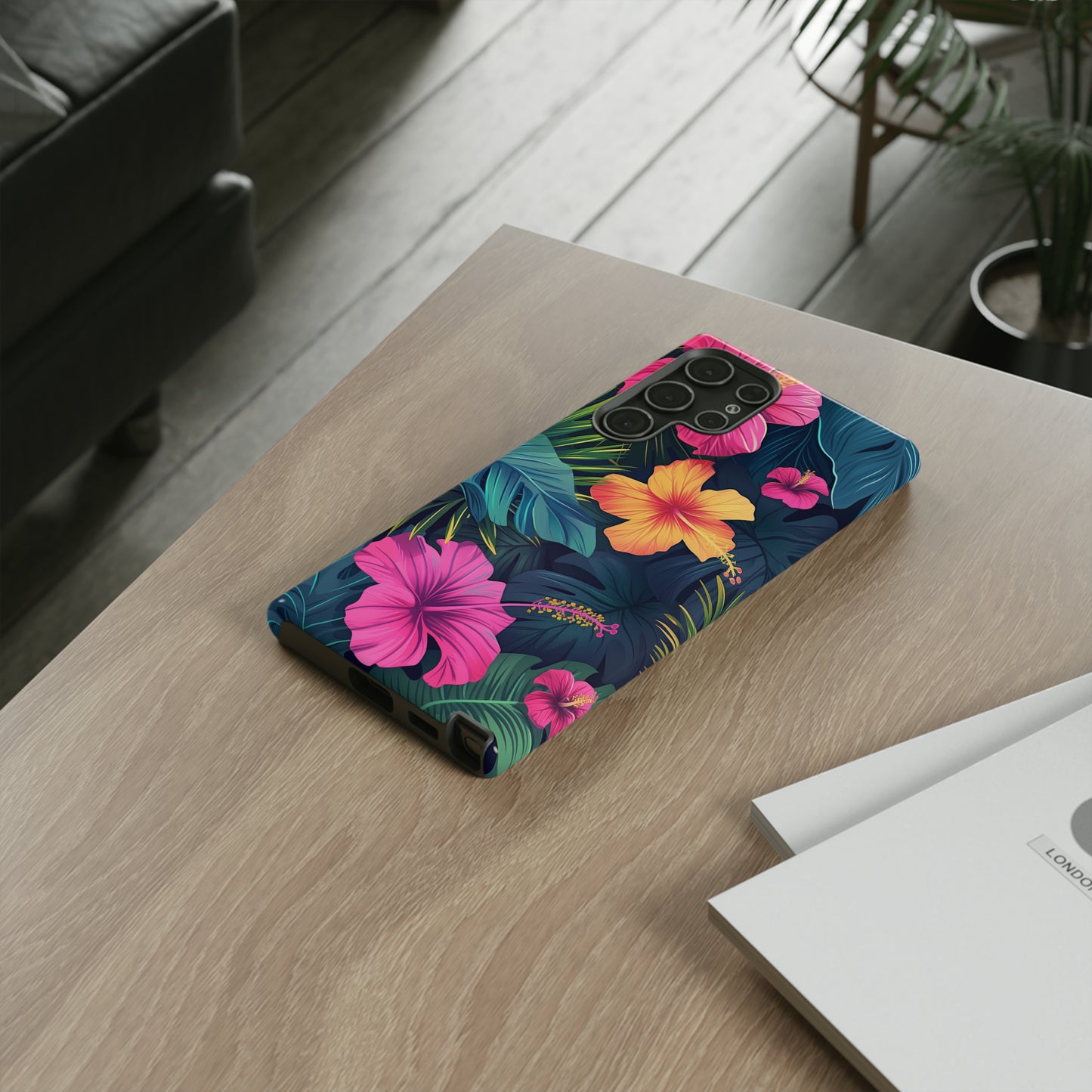 Hibiscus Dark Hawaiian Tropical Phone Case, 808, Island Tropics, Wireless Compatible, Protective Cell Phone Case iPhone, Samsung, Pixel