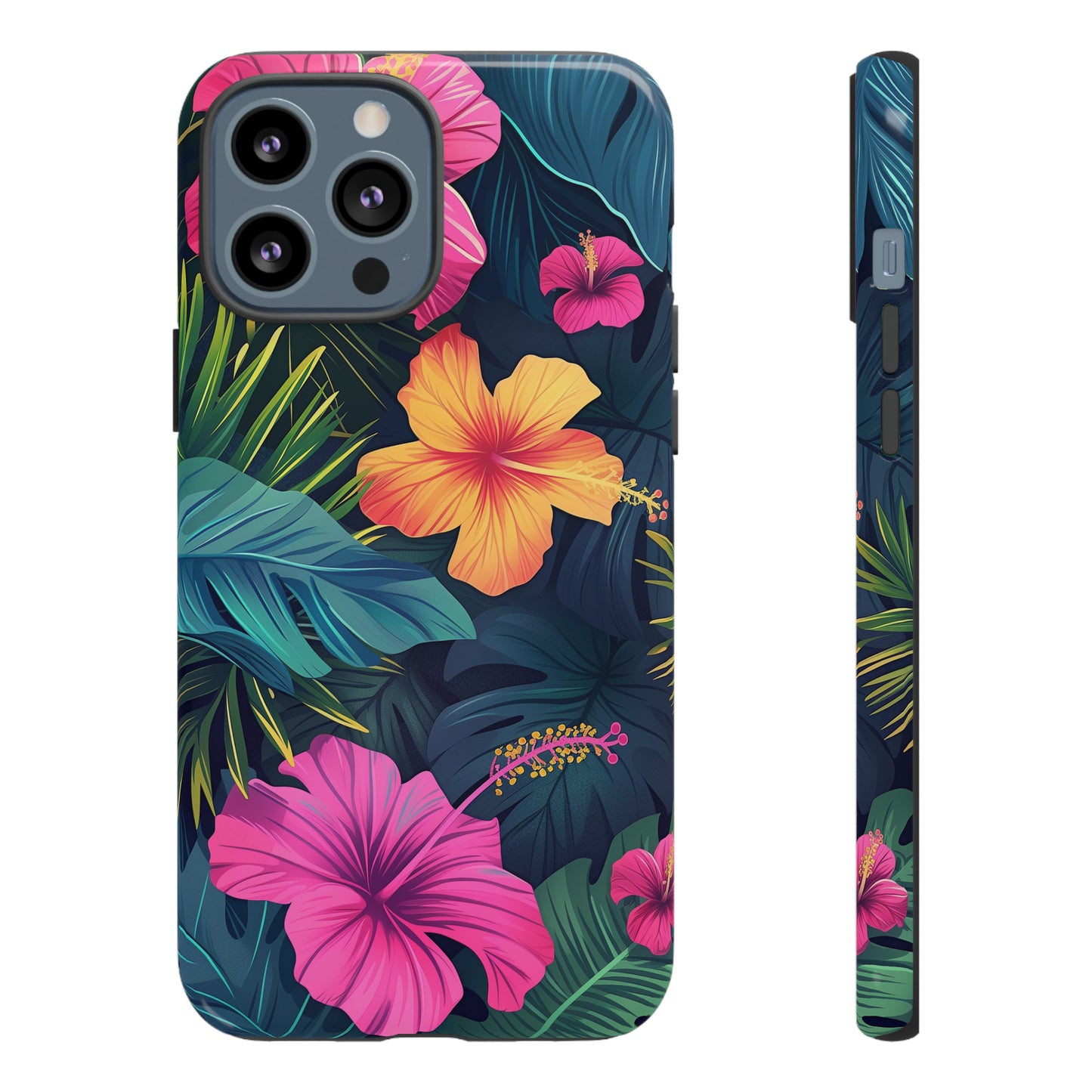 Hibiscus Dark Hawaiian Tropical Phone Case, 808, Island Tropics, Wireless Compatible, Protective Cell Phone Case iPhone, Samsung, Pixel