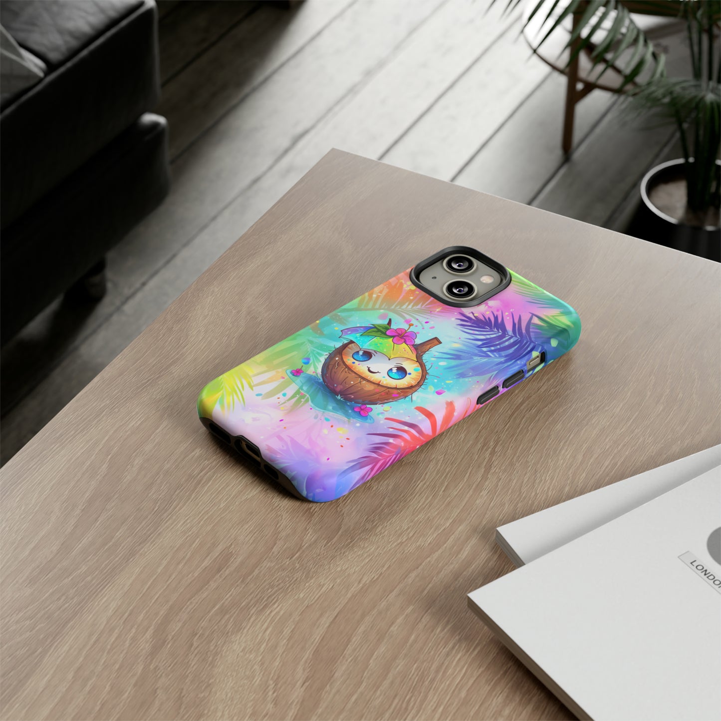 Cute Anime Coconut Hawaiian Tropical Phone Case, 808, Island Tropics, Wireless Compatible, Protective Cell Phone Case iPhone, Samsung, Pixel
