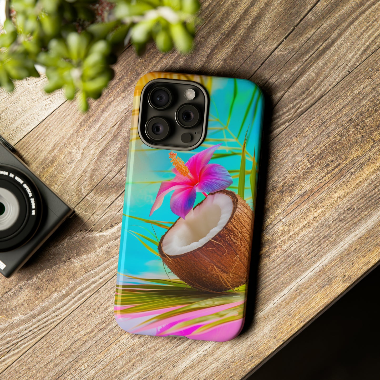 Coconut Colorful Hawaiian Tropical Phone Case, 808, Island Tropics, Wireless Compatible, Protective Cell Phone Case iPhone, Samsung, Pixel