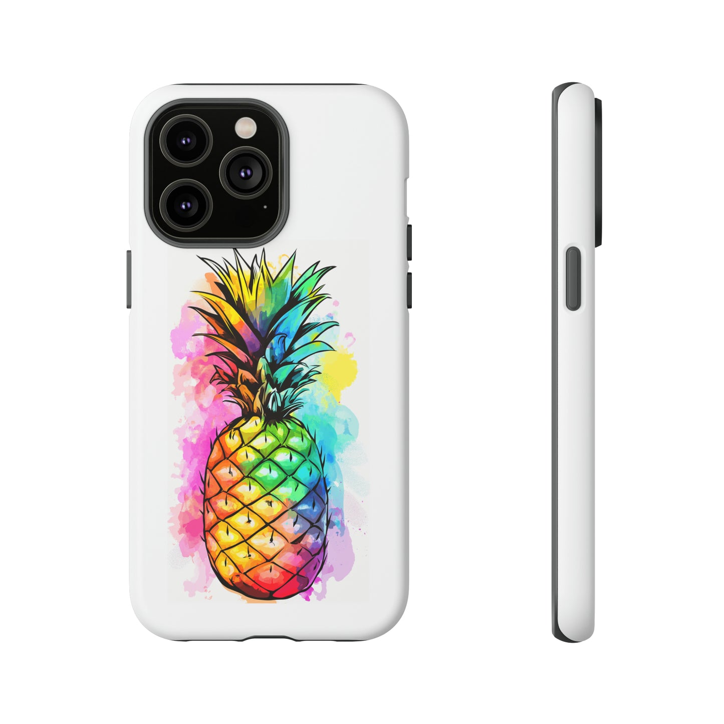 Color Splash Pineapple Hawaiian Phone Case, Tropical, Hibiscus, Wireless Compatible, Protective Cell Phone Case for iPhone, Samsung, Pixel