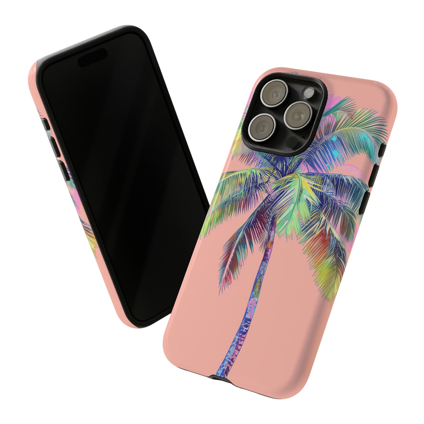 Pink Palm Tree Hawaiian Phone Case, Tropical, Hibiscus, Wireless Compatible, Protective Cell Phone Case for iPhone, Samsung, Pixel phones