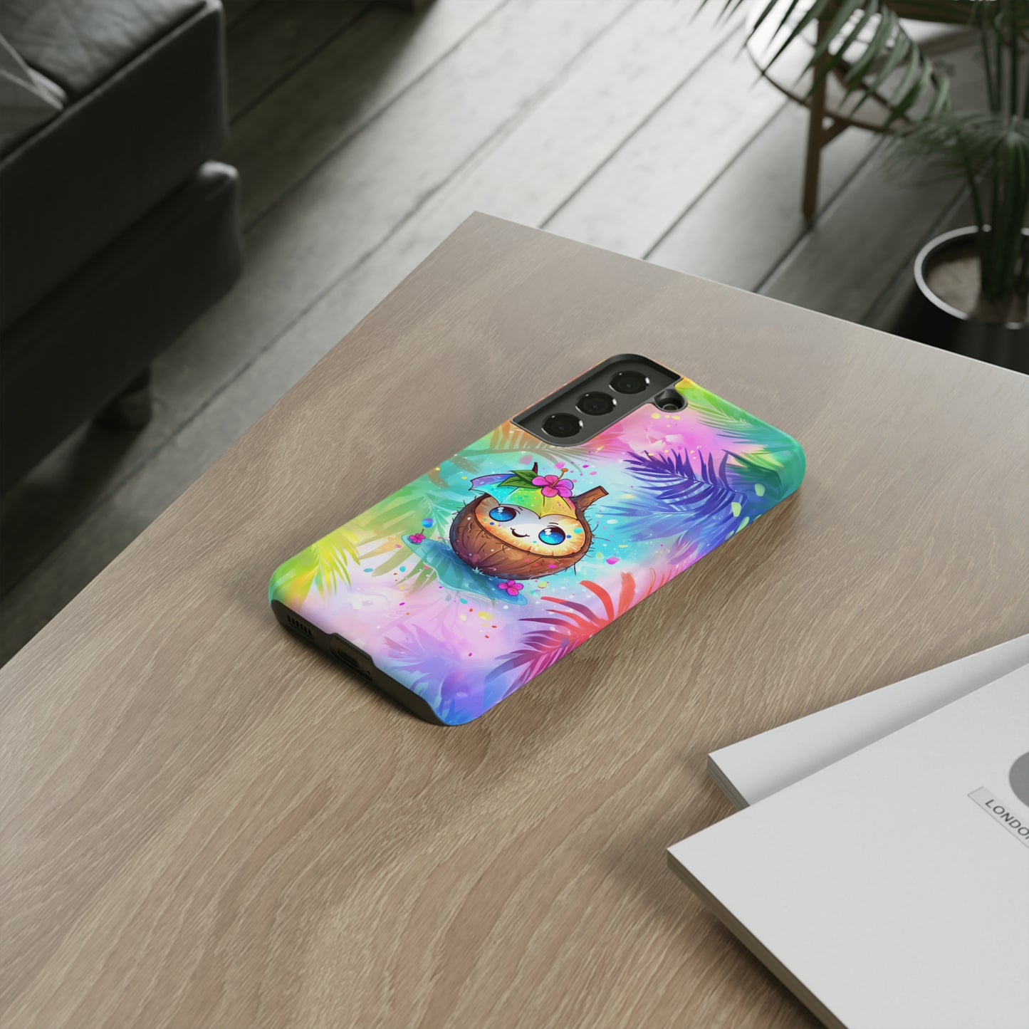 Cute Anime Coconut Hawaiian Tropical Phone Case, 808, Island Tropics, Wireless Compatible, Protective Cell Phone Case iPhone, Samsung, Pixel