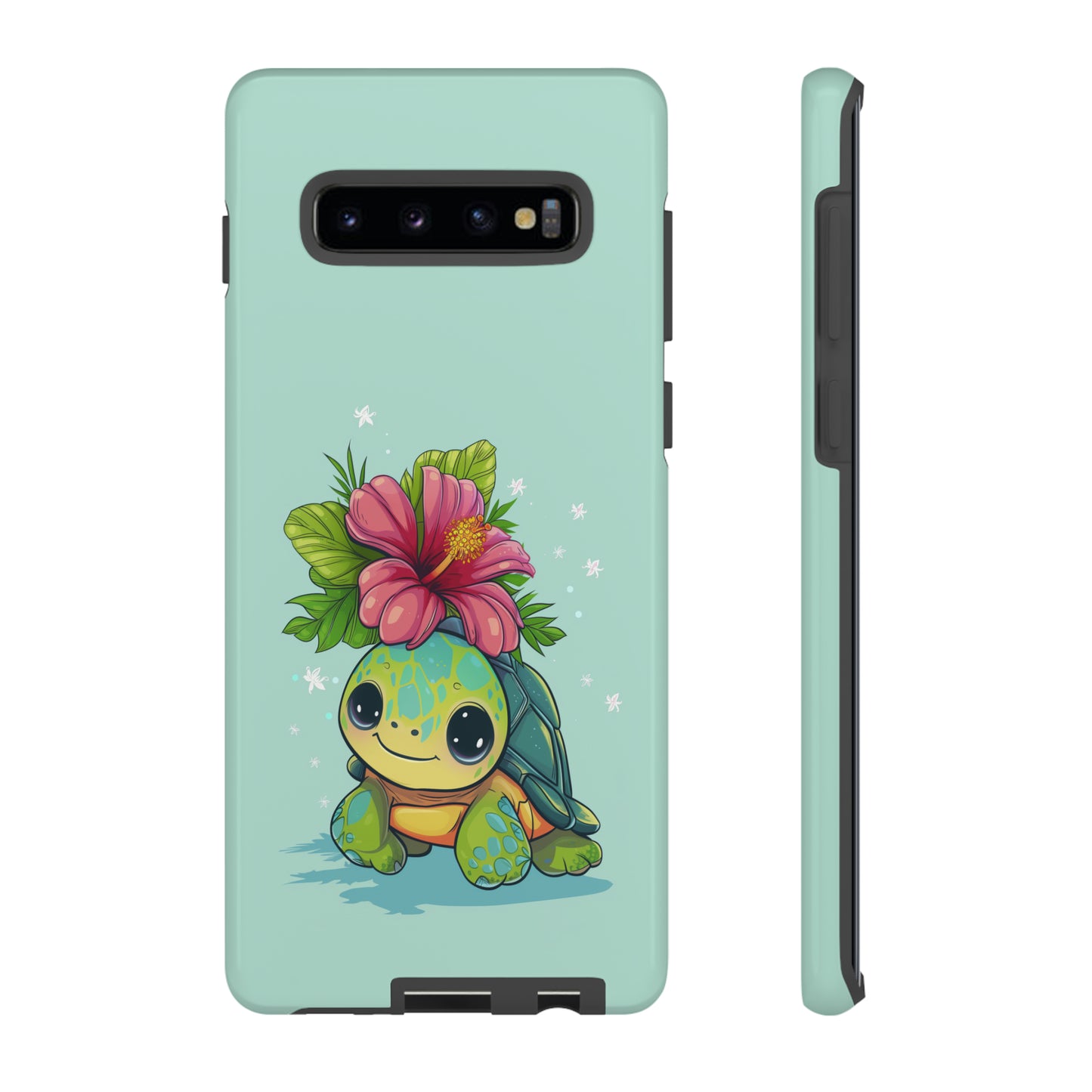 Cute Turtle Hawaiian Phone Case, Tropical, Hibiscus, Wireless Compatible, Protective Cell Phone Case for iPhone, Samsung, Pixel phones
