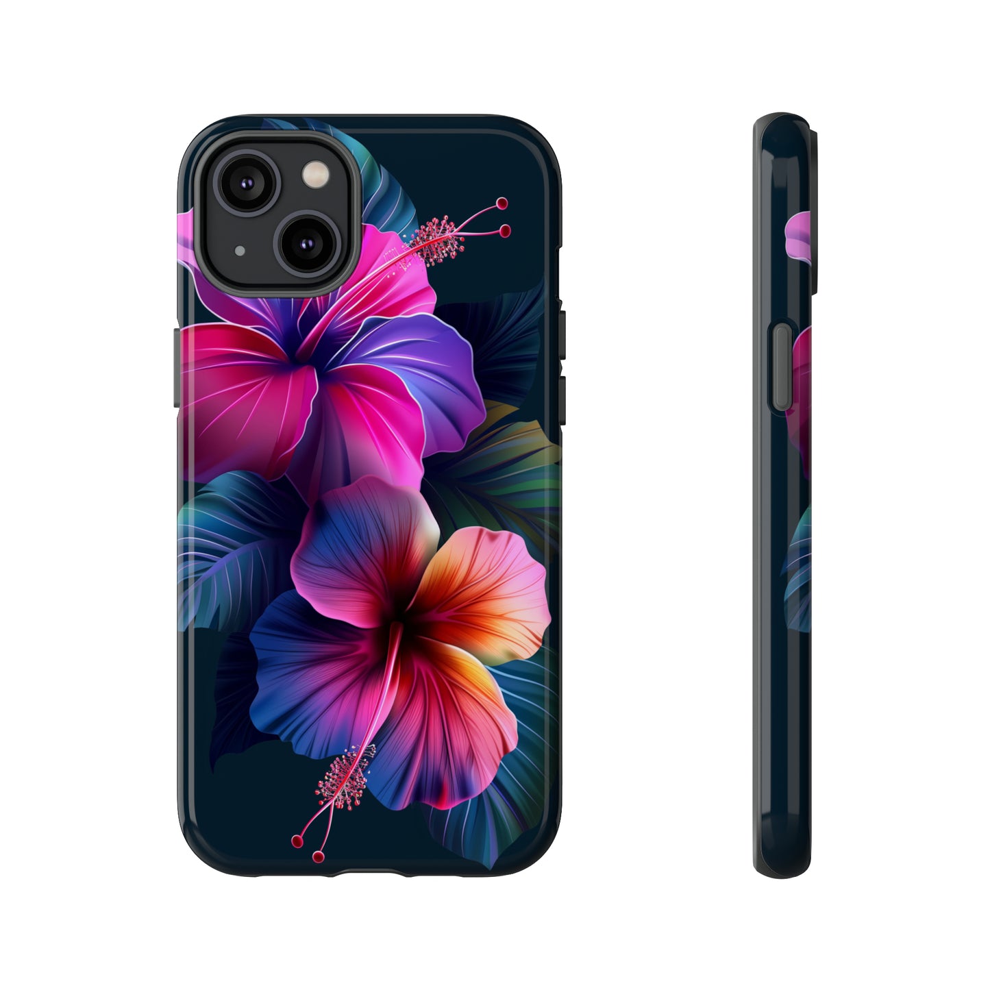 Hibiscus Neon Dark Hawaiian Tropical Phone Case, 808, Island Tropics, Wireless Compatible, Protective Cell Phone Case iPhone, Samsung, Pixel