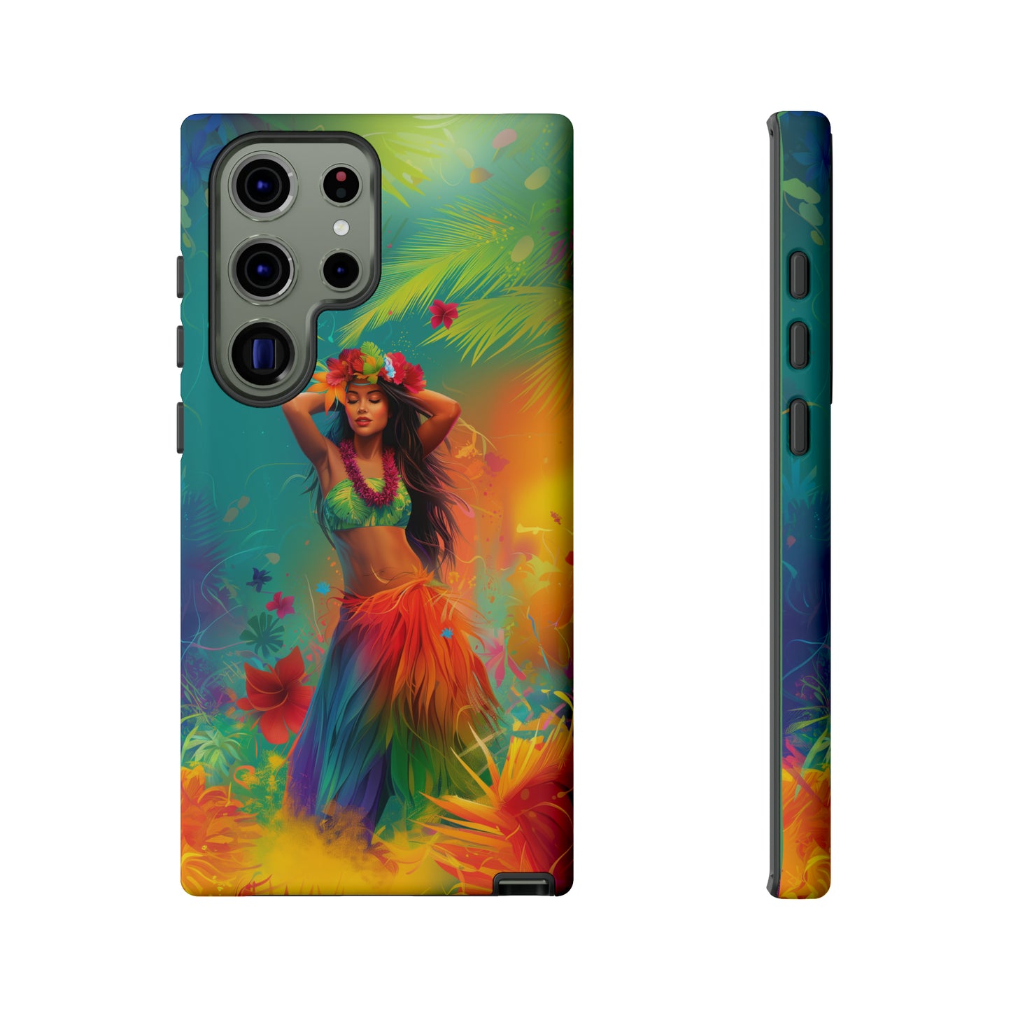 Hula Girl Hawaiian Phone Case, Tropical, Hibiscus, Wireless Compatible, Protective Cell Phone Case for iPhone, Samsung, Pixel phones