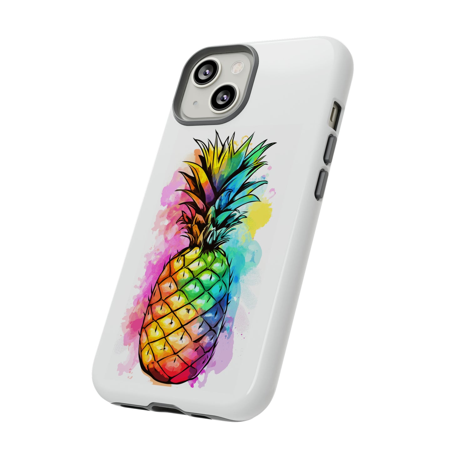 Color Splash Pineapple Hawaiian Phone Case, Tropical, Hibiscus, Wireless Compatible, Protective Cell Phone Case for iPhone, Samsung, Pixel