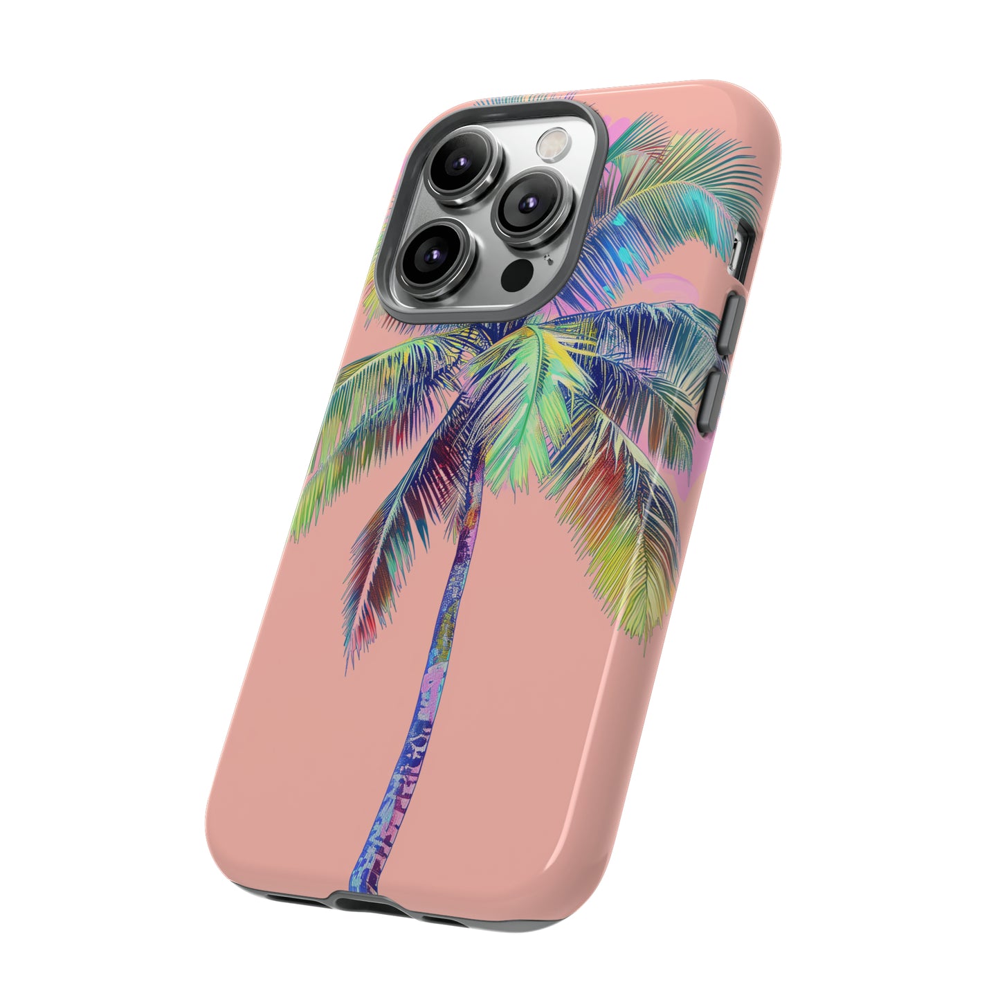 Pink Palm Tree Hawaiian Phone Case, Tropical, Hibiscus, Wireless Compatible, Protective Cell Phone Case for iPhone, Samsung, Pixel phones