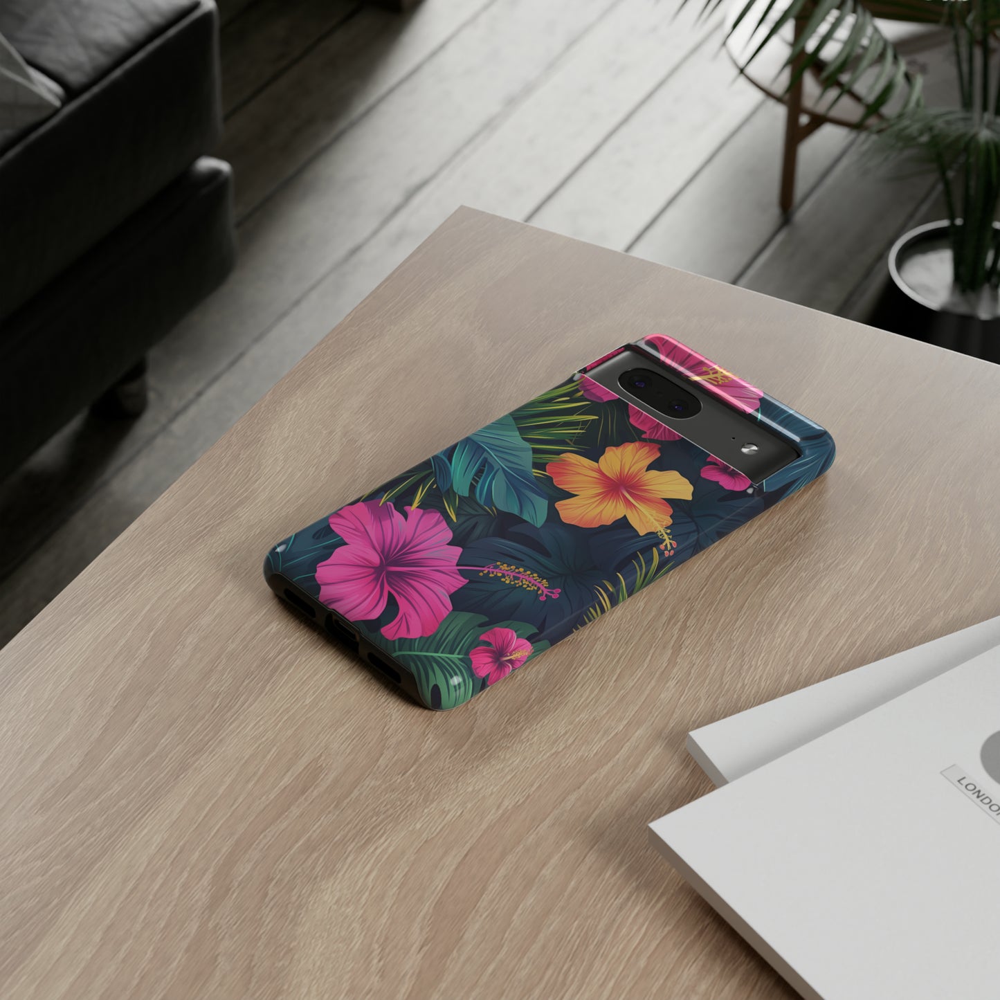 Hibiscus Dark Hawaiian Tropical Phone Case, 808, Island Tropics, Wireless Compatible, Protective Cell Phone Case iPhone, Samsung, Pixel