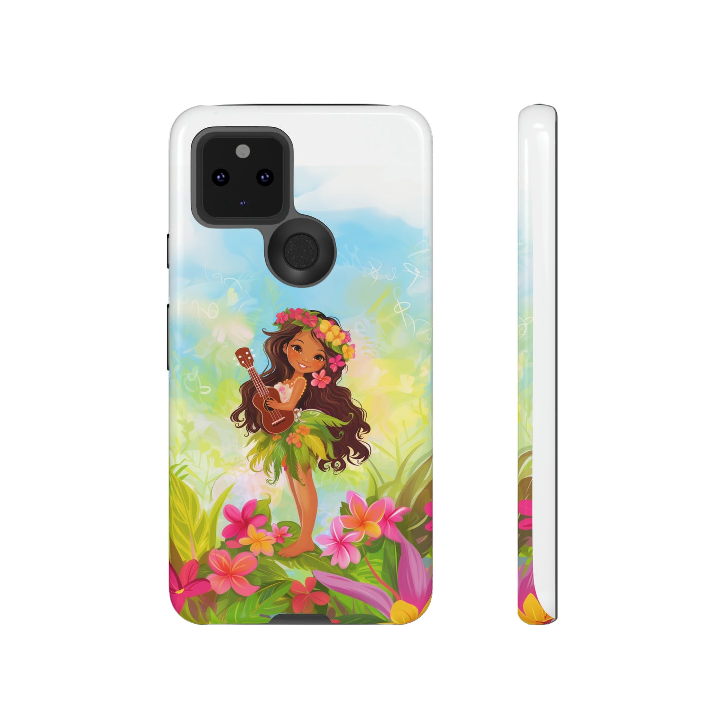 Cute Hula Girl Hawaiian Phone Case, Tropical, Hibiscus, Wireless Compatible, Protective Cell Phone Case for iPhone, Samsung, Pixel phones