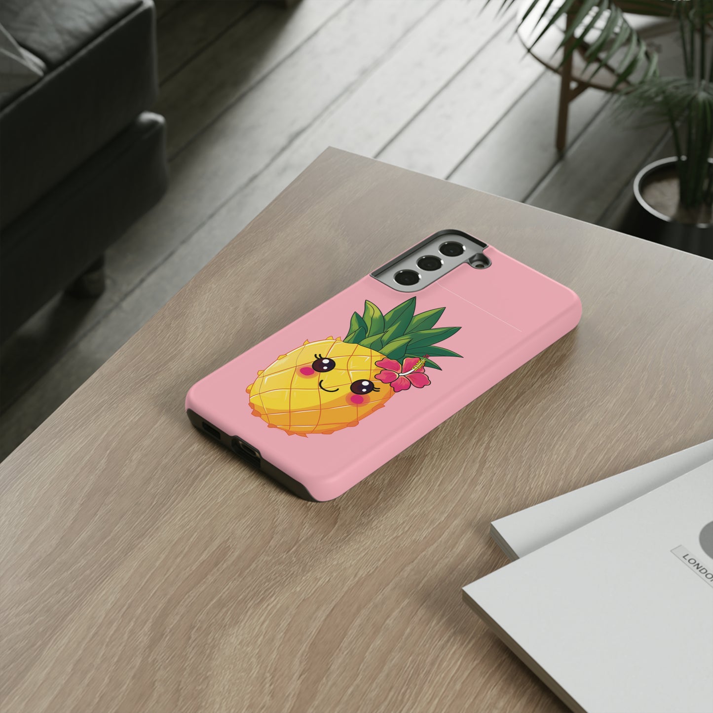 Cute Pineapple Hawaiian Phone Case, Tropical, Hibiscus, Wireless Compatible, Protective Cell Phone Case for iPhone, Samsung, Pixel phones