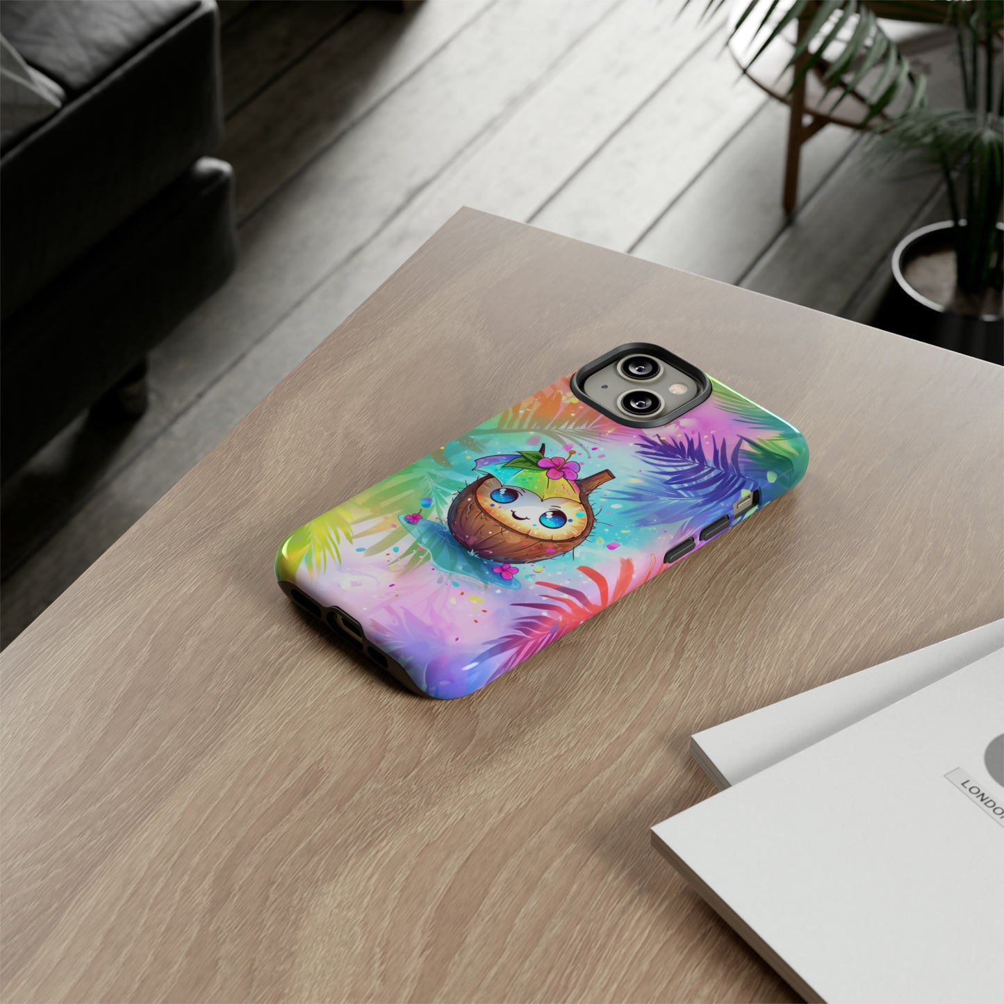 Cute Anime Coconut Hawaiian Tropical Phone Case, 808, Island Tropics, Wireless Compatible, Protective Cell Phone Case iPhone, Samsung, Pixel