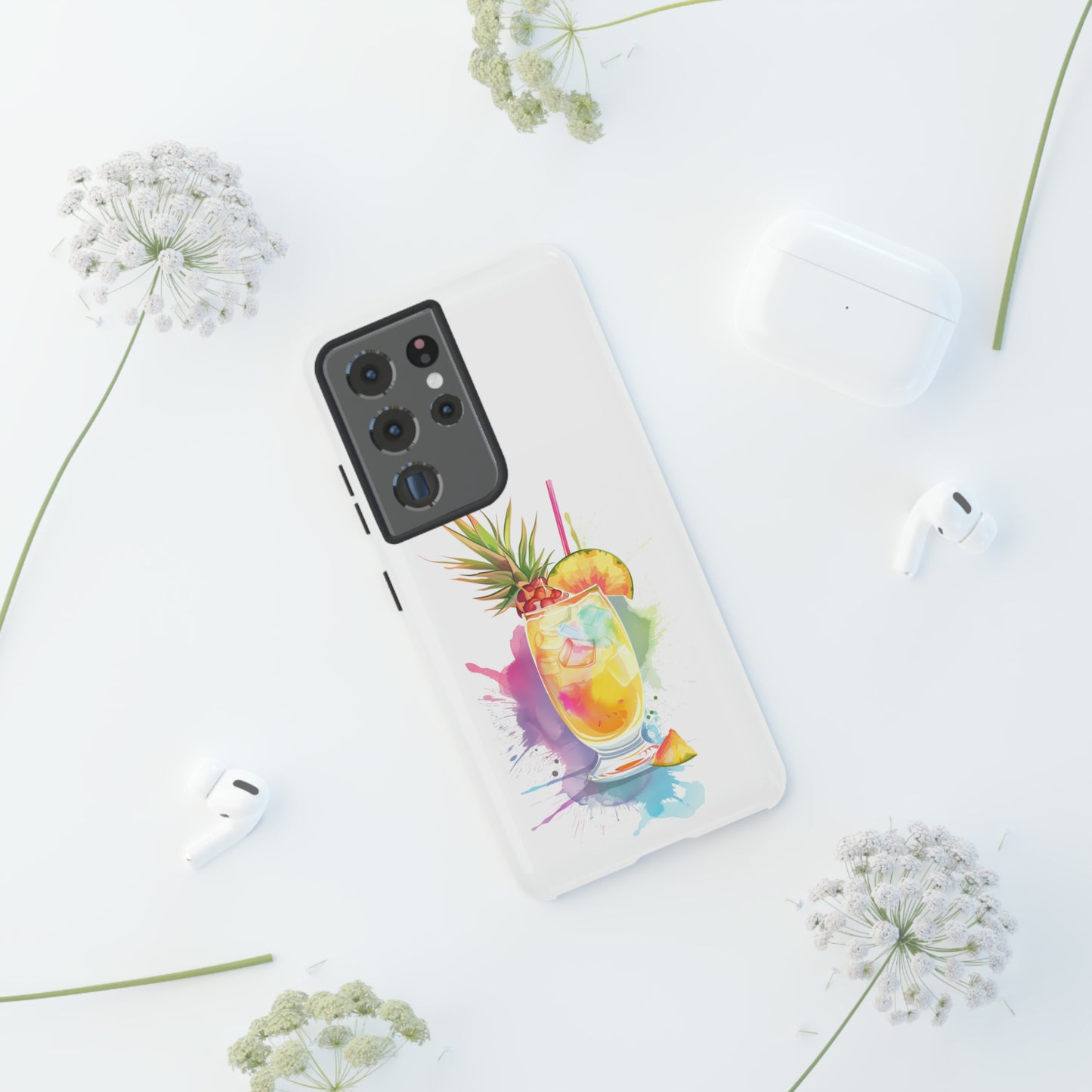 Pina Colada Cocktail Hawaiian Tropical Phone Case, Island Tropics, Wireless Compatible, Protective Cell Phone Case iPhone, Samsung, Pixel