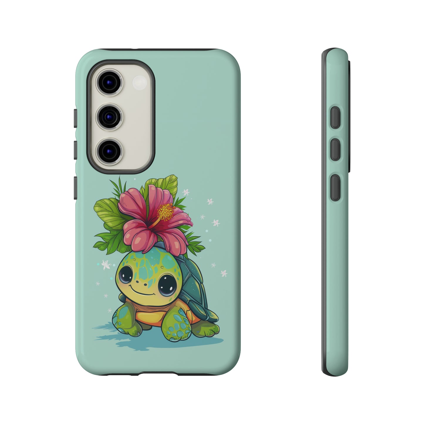 Cute Turtle Hawaiian Phone Case, Tropical, Hibiscus, Wireless Compatible, Protective Cell Phone Case for iPhone, Samsung, Pixel phones