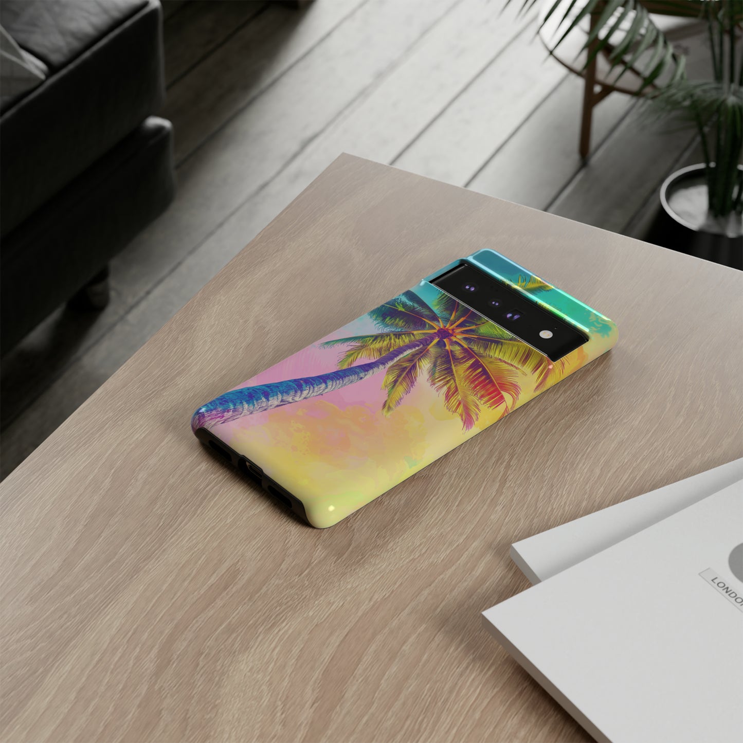 Palm Tree Colorful Hawaiian Tropical Phone Case, 808, Island Tropics, Wireless Compatible, Protective Cell Phone Case iPhone, Samsung, Pixel