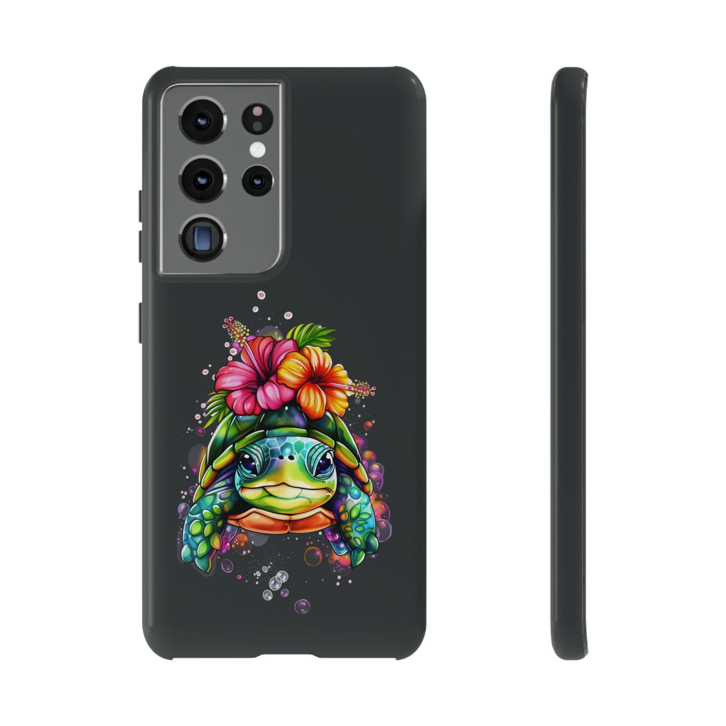 Color Splash Turtle Hawaiian Phone Case, Tropical, Hibiscus, Wireless Compatible, Protective Cell Phone Case for iPhone, Samsung, Pixel