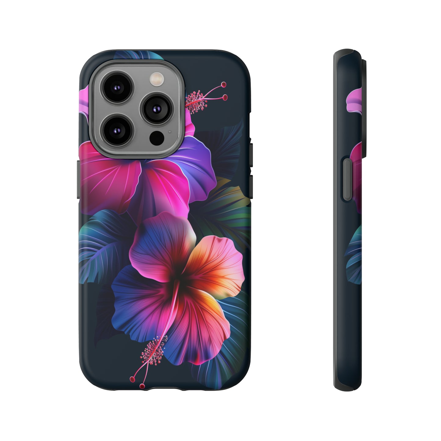 Hibiscus Neon Dark Hawaiian Tropical Phone Case, 808, Island Tropics, Wireless Compatible, Protective Cell Phone Case iPhone, Samsung, Pixel