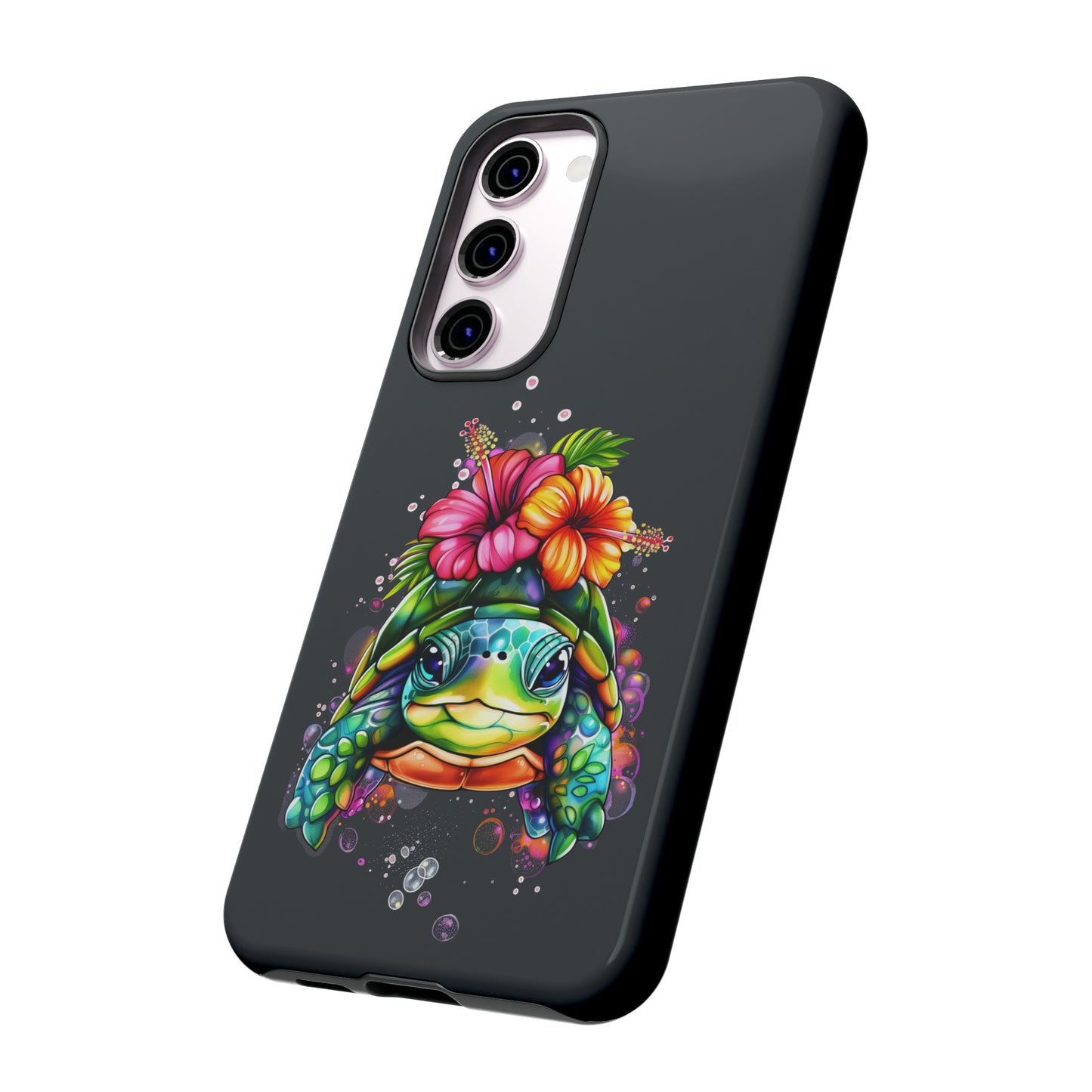 Color Splash Turtle Hawaiian Phone Case, Tropical, Hibiscus, Wireless Compatible, Protective Cell Phone Case for iPhone, Samsung, Pixel