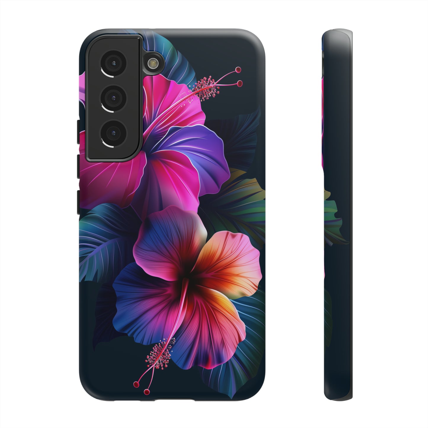 Hibiscus Neon Dark Hawaiian Tropical Phone Case, 808, Island Tropics, Wireless Compatible, Protective Cell Phone Case iPhone, Samsung, Pixel