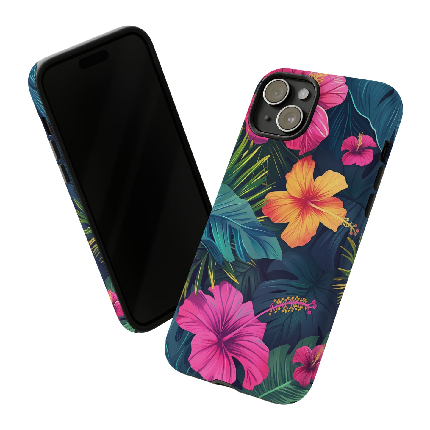 Hibiscus Dark Hawaiian Tropical Phone Case, 808, Island Tropics, Wireless Compatible, Protective Cell Phone Case iPhone, Samsung, Pixel