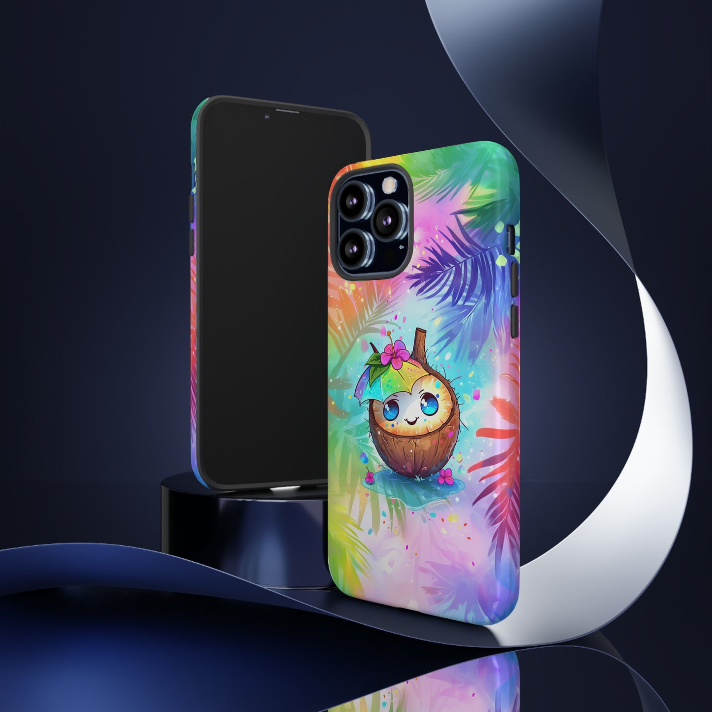 Cute Anime Coconut Hawaiian Tropical Phone Case, 808, Island Tropics, Wireless Compatible, Protective Cell Phone Case iPhone, Samsung, Pixel