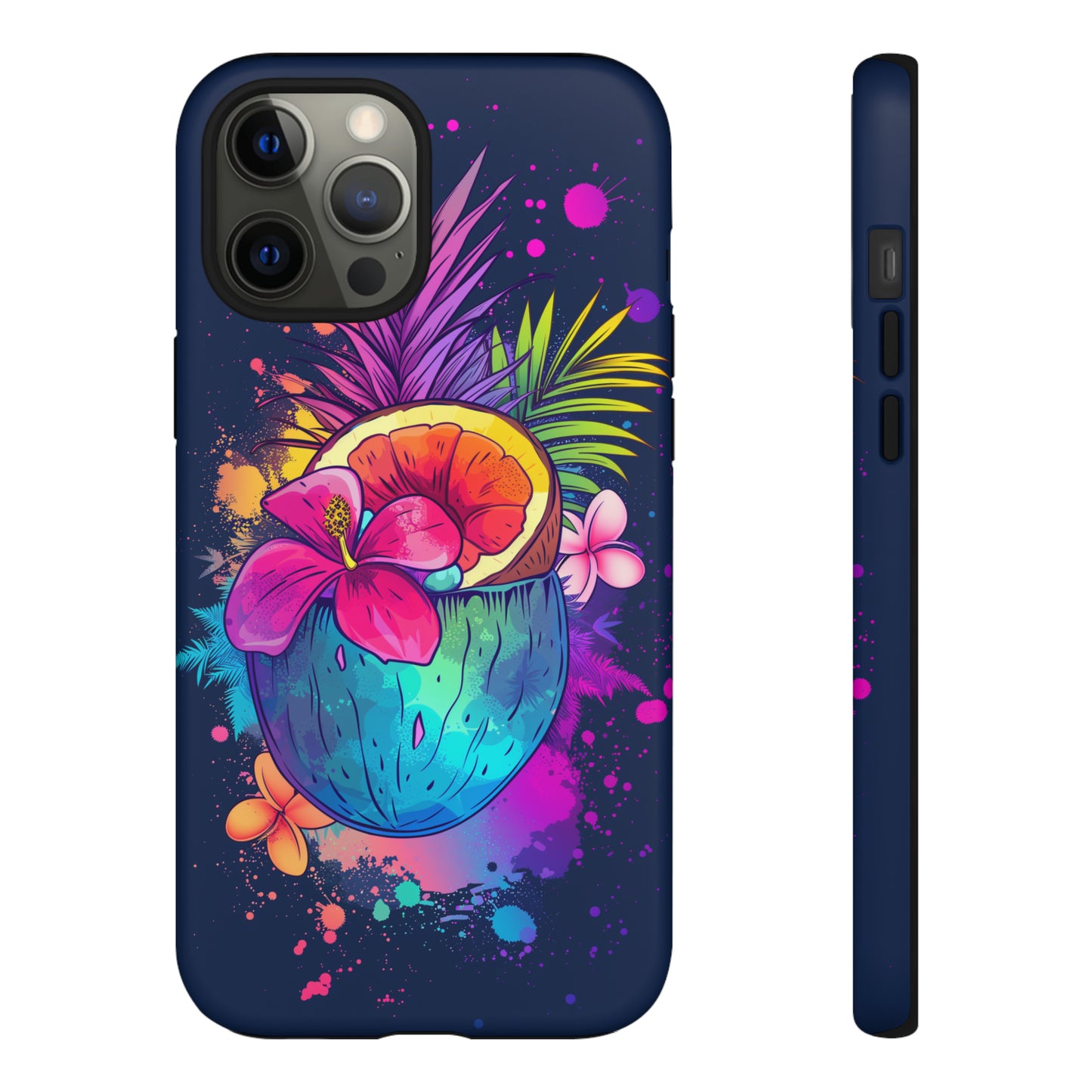 Coconut Dark Colorful Hawaiian Tropical Phone Case, Island Tropics, Wireless Compatible, Protective Cell Phone Case iPhone, Samsung, Pixel