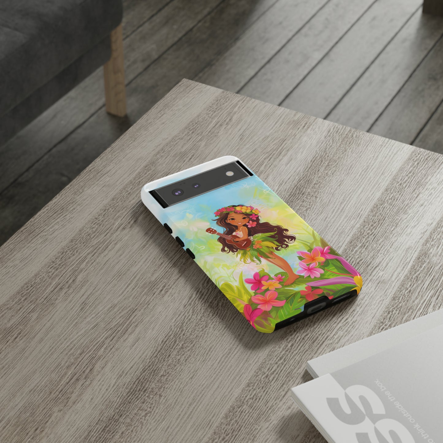Cute Hula Girl Hawaiian Phone Case, Tropical, Hibiscus, Wireless Compatible, Protective Cell Phone Case for iPhone, Samsung, Pixel phones