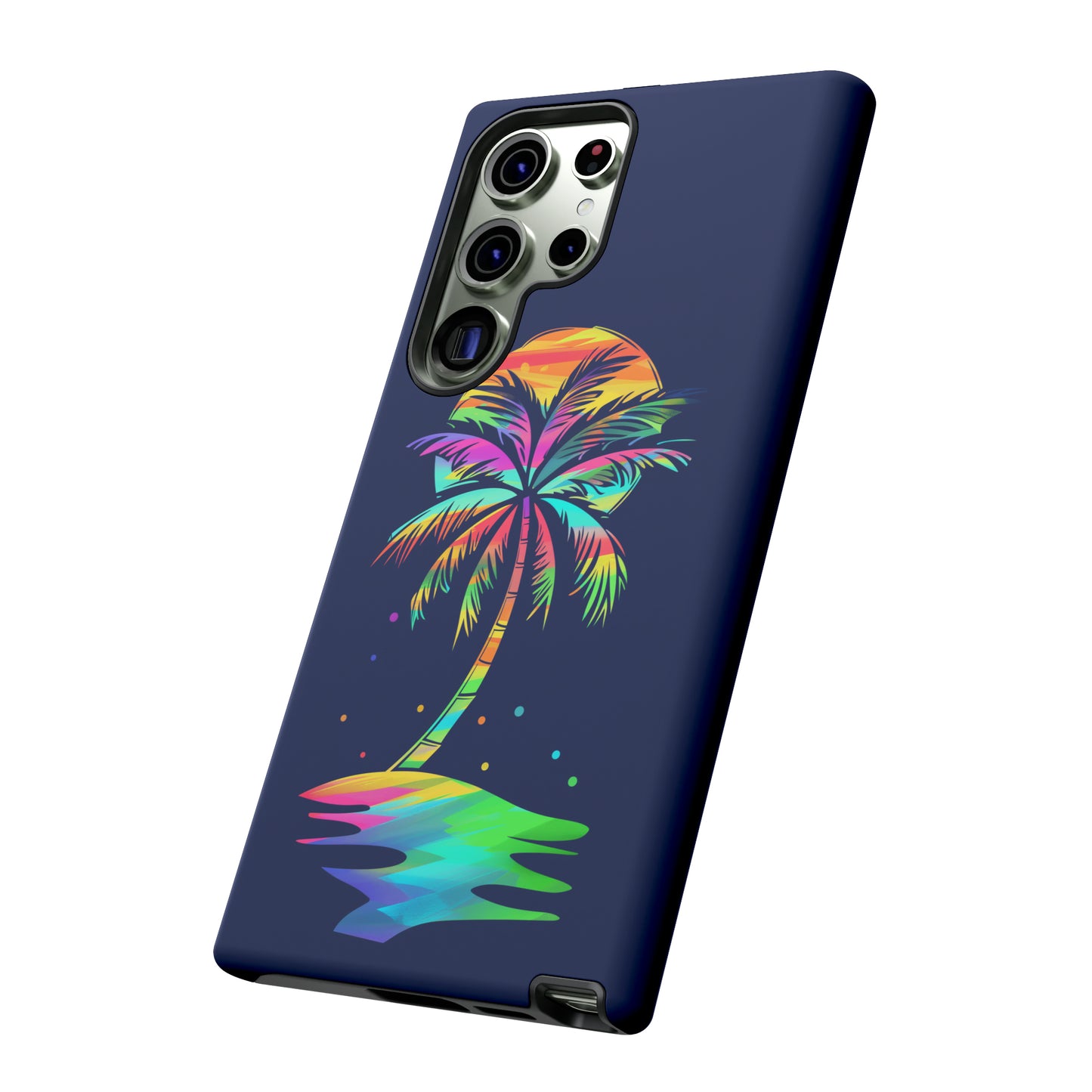 Night Palm Tree Hawaiian Phone Case, Tropical, Hibiscus, Wireless Compatible, Protective Cell Phone Case for iPhone, Samsung, Pixel phones