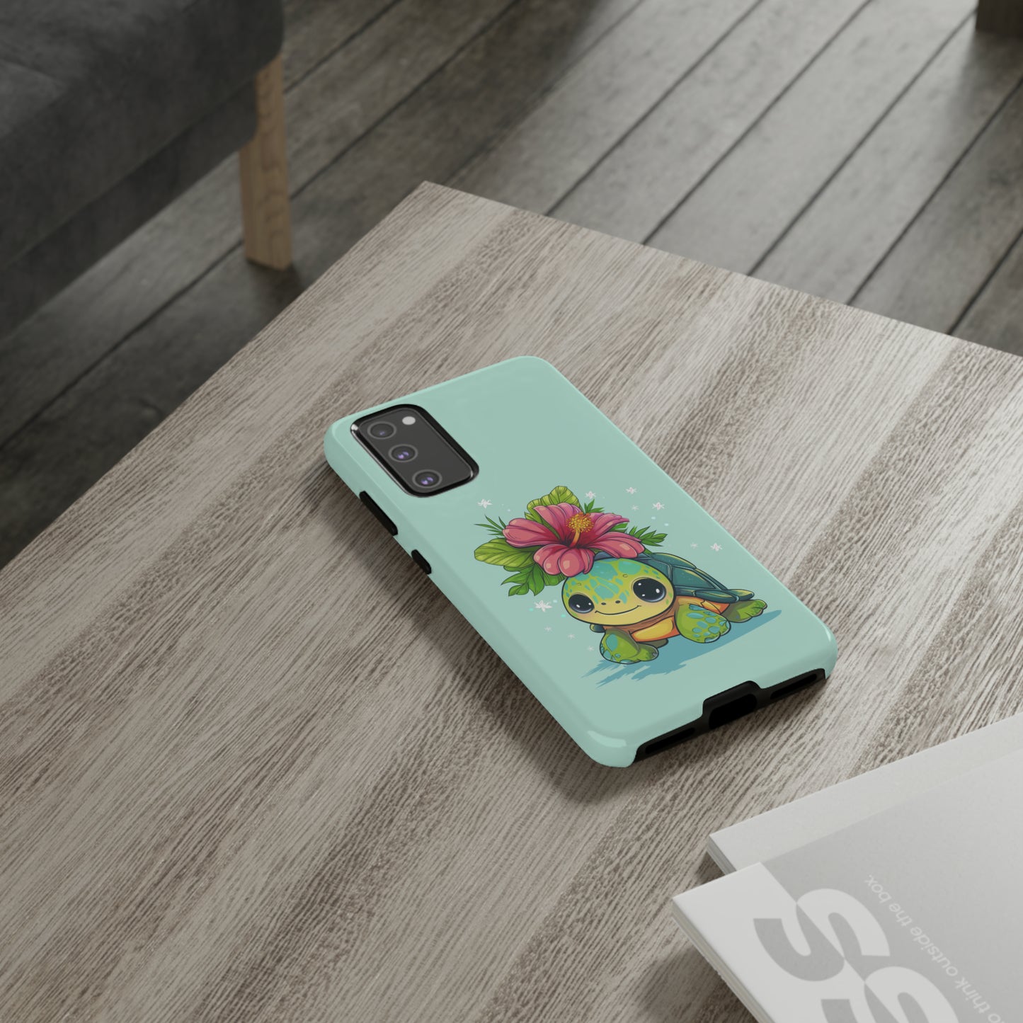 Cute Turtle Hawaiian Phone Case, Tropical, Hibiscus, Wireless Compatible, Protective Cell Phone Case for iPhone, Samsung, Pixel phones