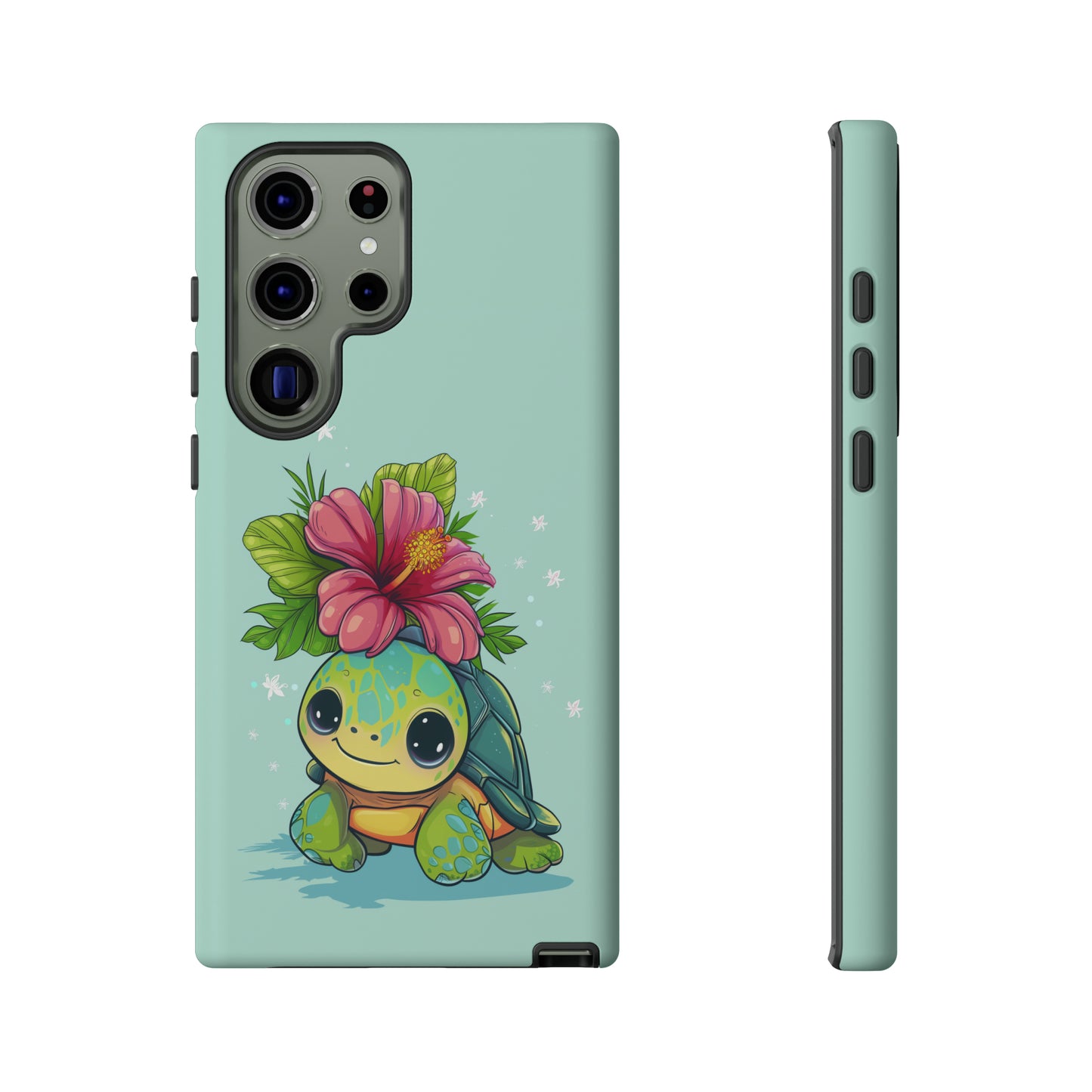Cute Turtle Hawaiian Phone Case, Tropical, Hibiscus, Wireless Compatible, Protective Cell Phone Case for iPhone, Samsung, Pixel phones
