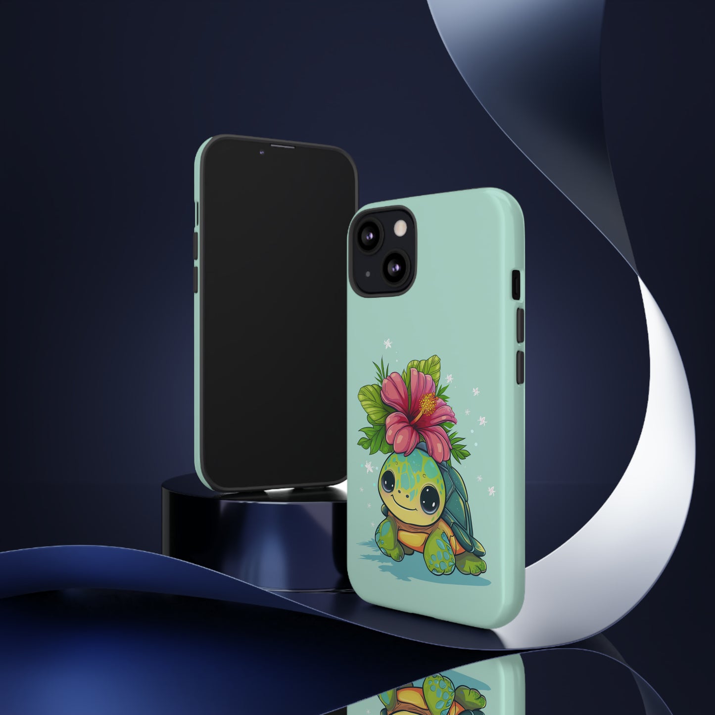 Cute Turtle Hawaiian Phone Case, Tropical, Hibiscus, Wireless Compatible, Protective Cell Phone Case for iPhone, Samsung, Pixel phones