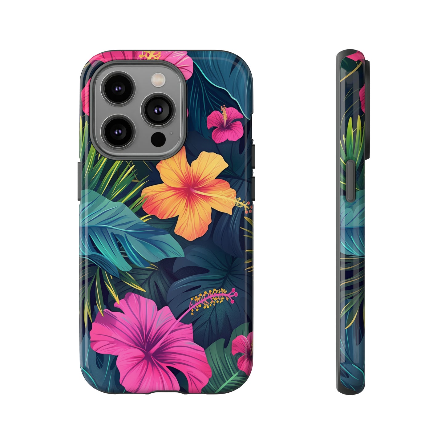 Hibiscus Dark Hawaiian Tropical Phone Case, 808, Island Tropics, Wireless Compatible, Protective Cell Phone Case iPhone, Samsung, Pixel