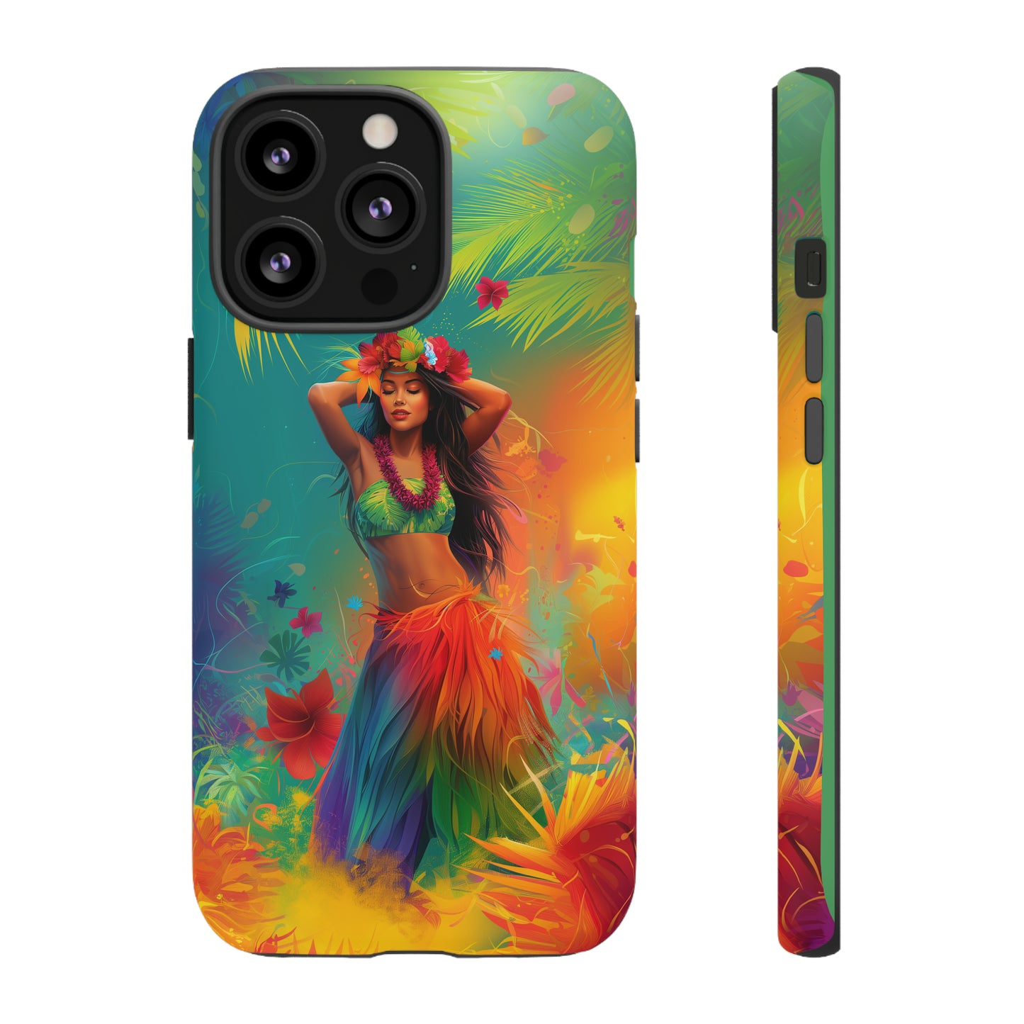 Hula Girl Hawaiian Phone Case, Tropical, Hibiscus, Wireless Compatible, Protective Cell Phone Case for iPhone, Samsung, Pixel phones