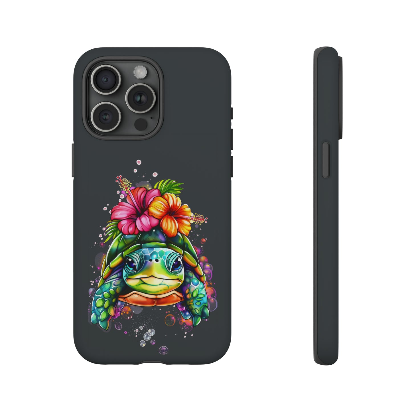 Color Splash Turtle Hawaiian Phone Case, Tropical, Hibiscus, Wireless Compatible, Protective Cell Phone Case for iPhone, Samsung, Pixel