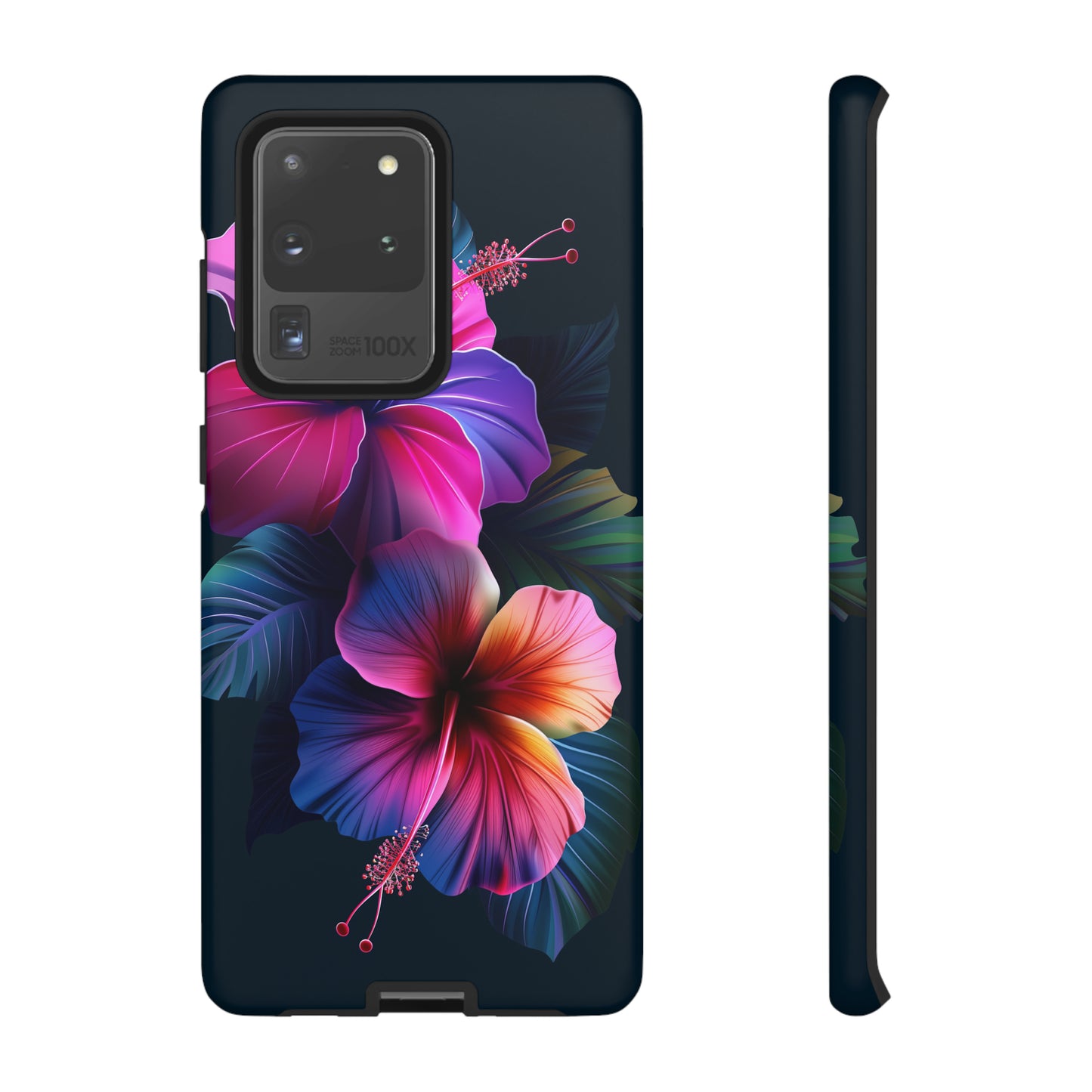 Hibiscus Neon Dark Hawaiian Tropical Phone Case, 808, Island Tropics, Wireless Compatible, Protective Cell Phone Case iPhone, Samsung, Pixel