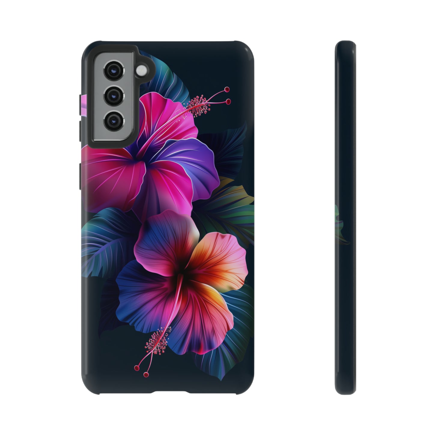 Hibiscus Neon Dark Hawaiian Tropical Phone Case, 808, Island Tropics, Wireless Compatible, Protective Cell Phone Case iPhone, Samsung, Pixel
