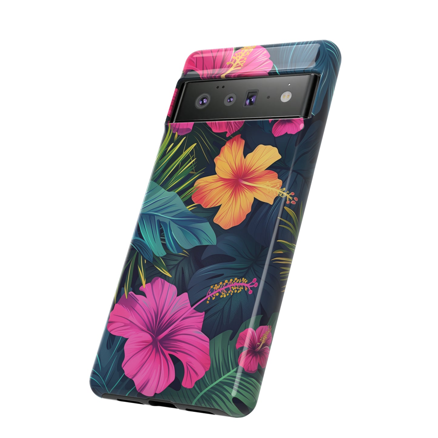 Hibiscus Dark Hawaiian Tropical Phone Case, 808, Island Tropics, Wireless Compatible, Protective Cell Phone Case iPhone, Samsung, Pixel